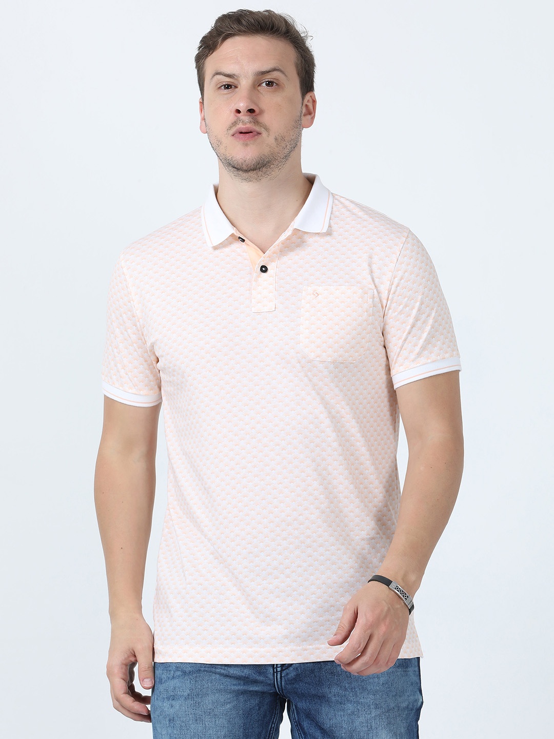 

Classic Polo Polka Dot Polo Collar Pure Cotton Slim Fit T-shirt, White