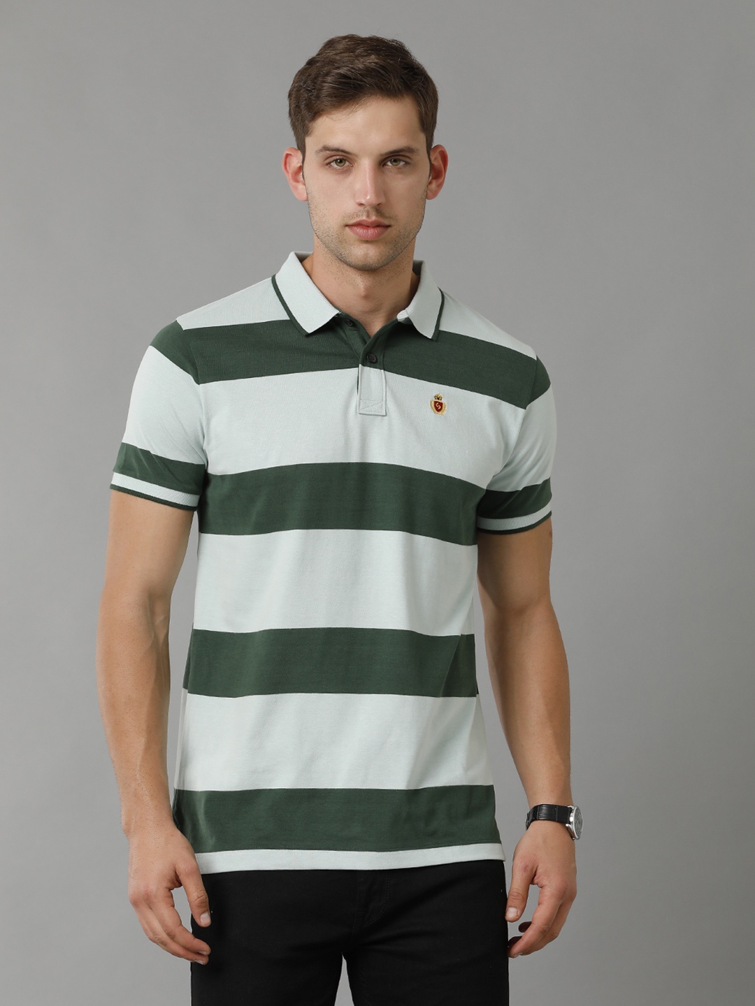 

Classic Polo Striped Pure Cotton Slim Fit T-shirt, Green