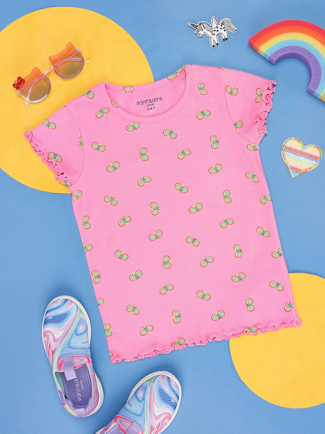 

Pantaloons Junior Girls Printed T-shirt, Pink