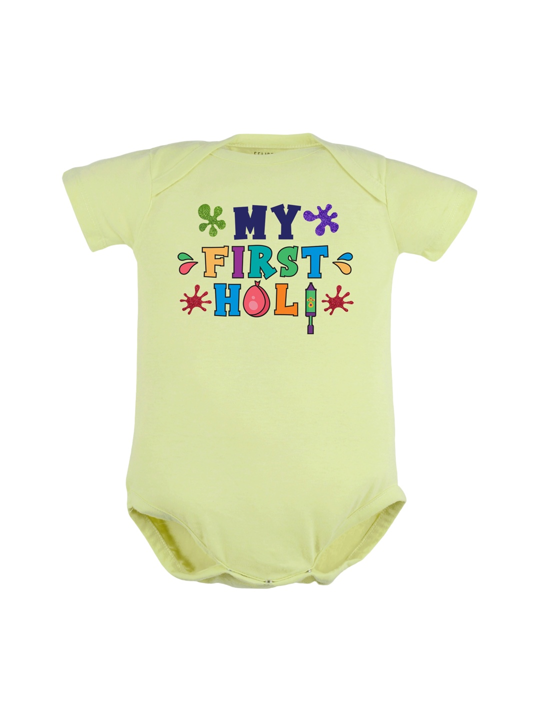 

FFLIRTYGO Infants My First Holi Printed Cotton Bodysuit, Green