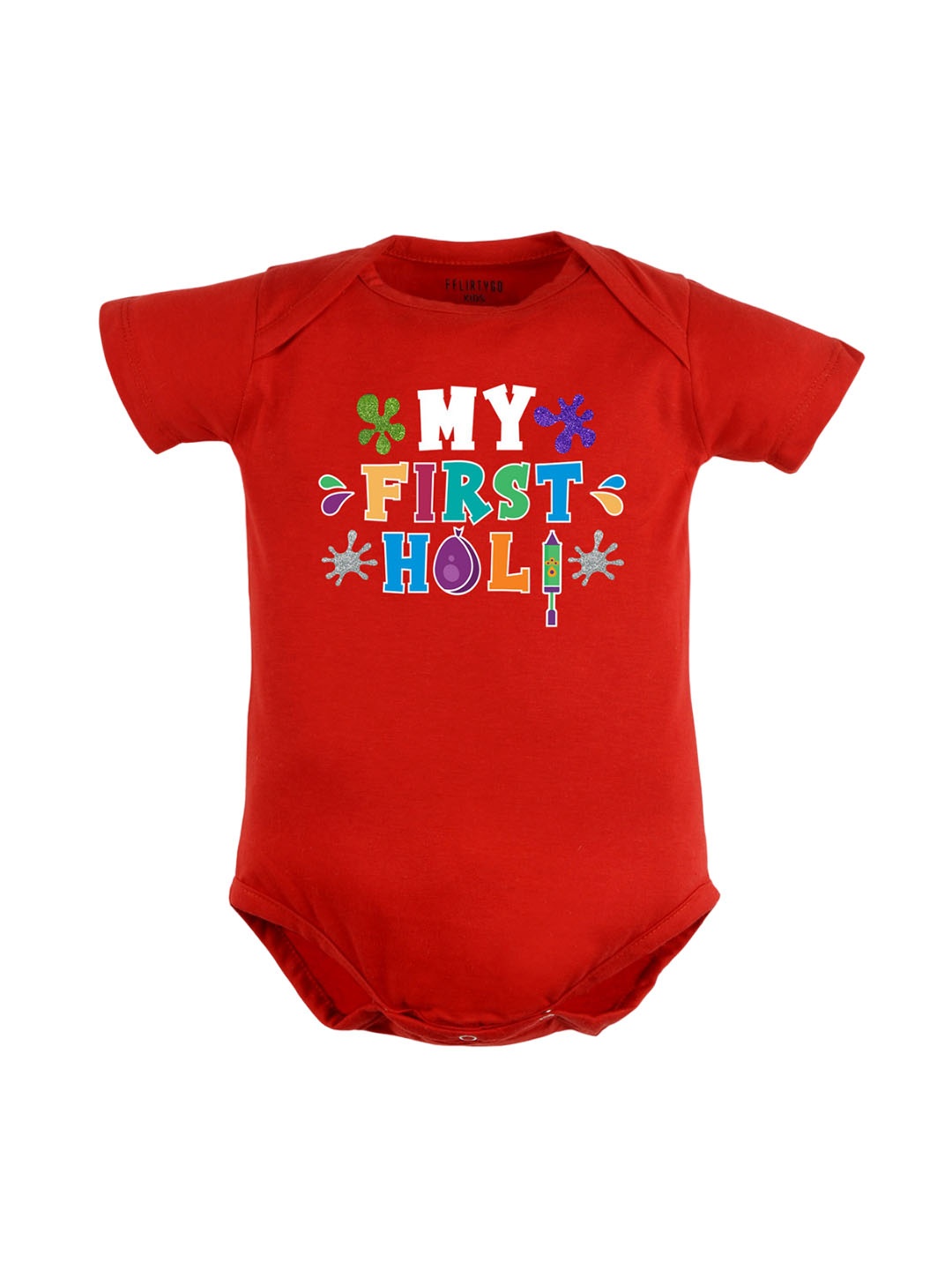 

FFLIRTYGO Infants Typography Printed Cotton Bodysuit, Red