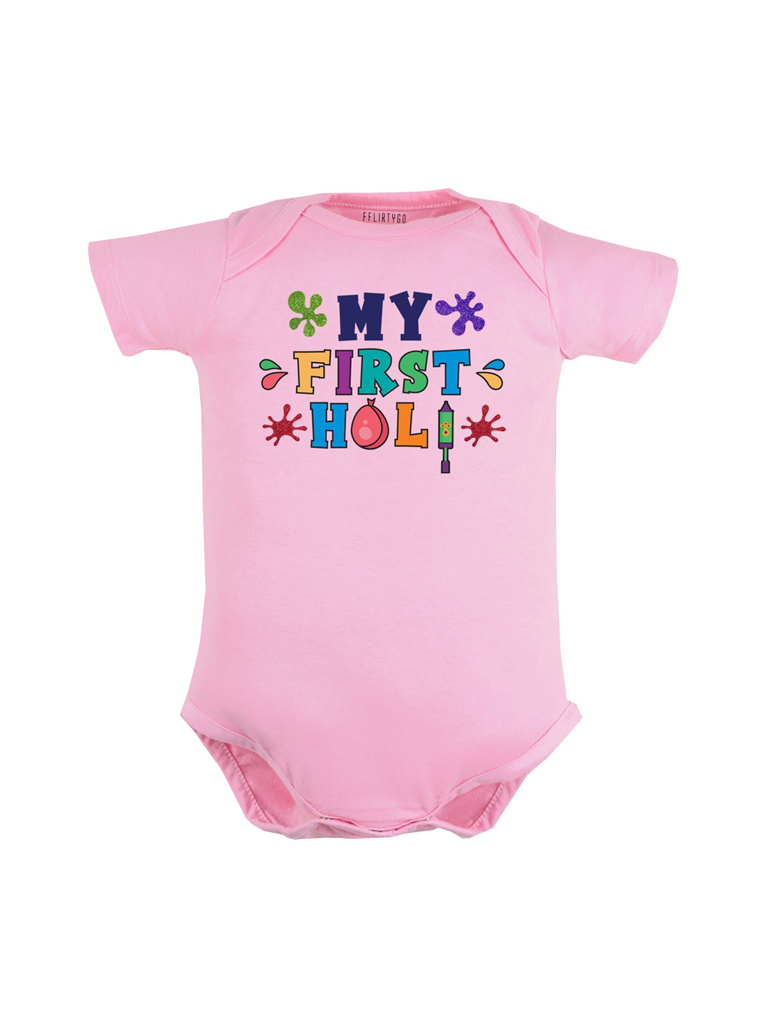 

FFLIRTYGO Infants Holi Printed Pure Cotton Bodysuit, Pink