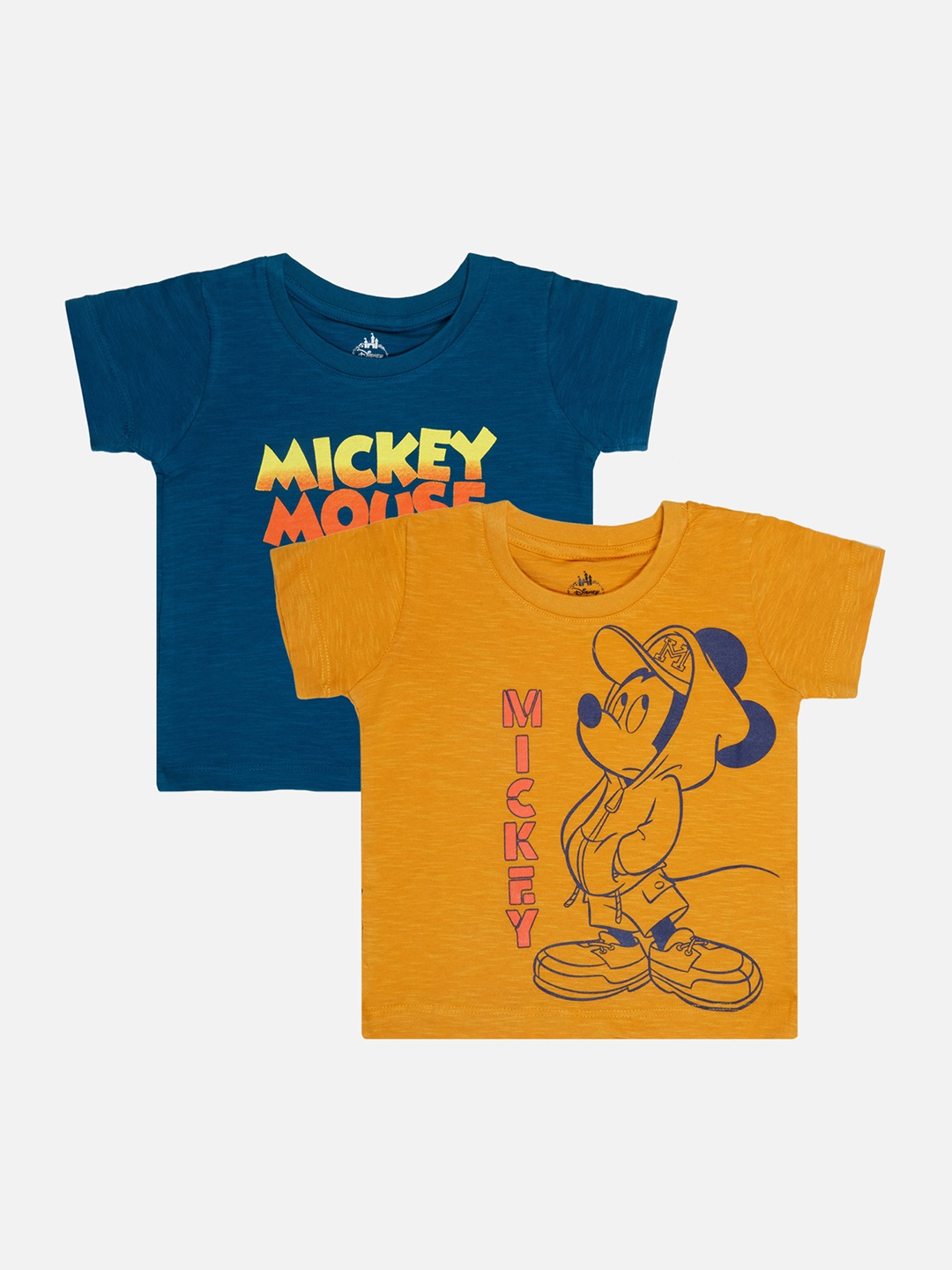 

Bodycare Boys Pack Of 2 Mickey Mouse Printed Round Neck Cotton T-shirts, Navy blue