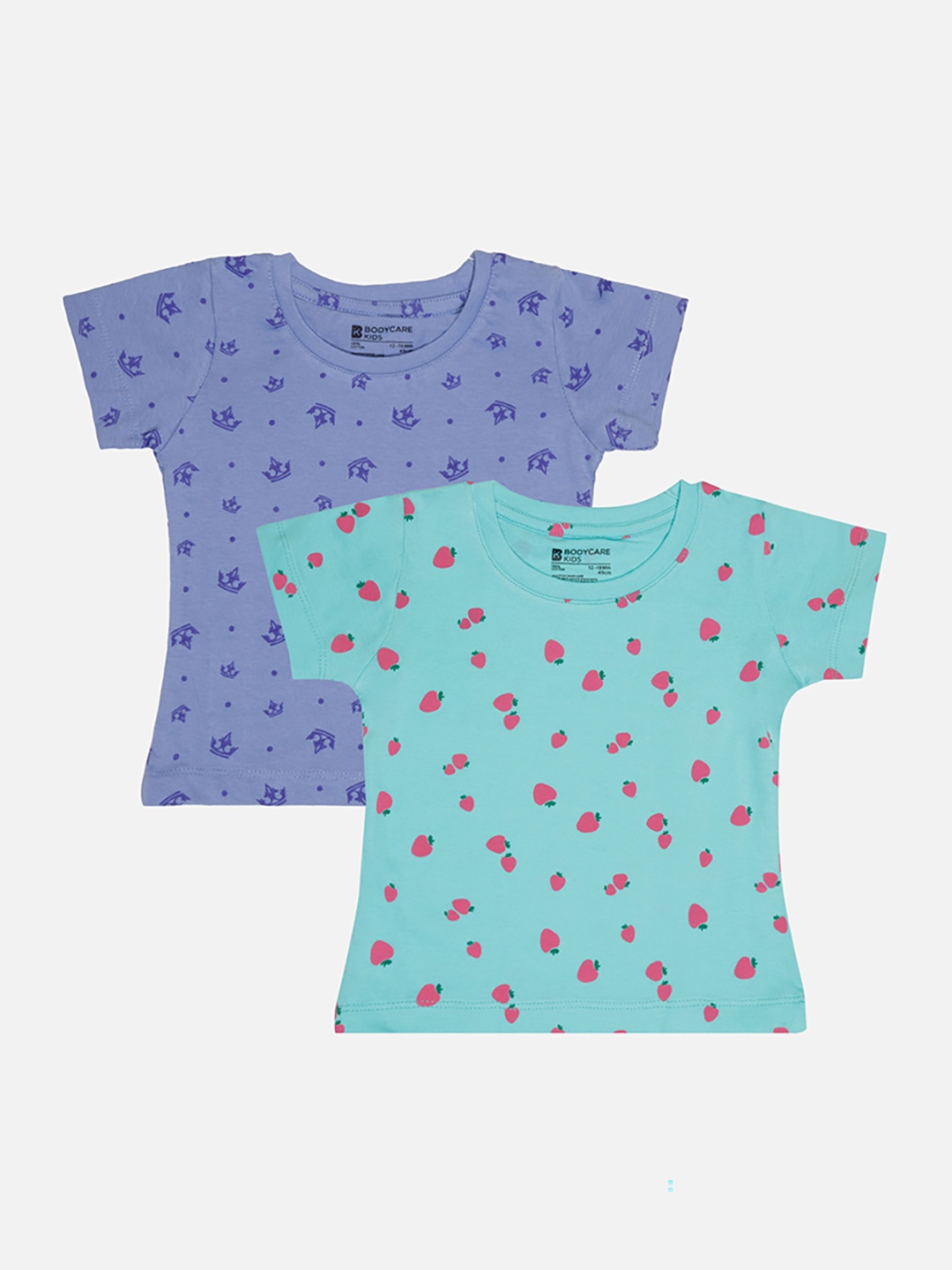 Bodycare Girls Pack Of 2 Printed Cotton T-shirt, Blue