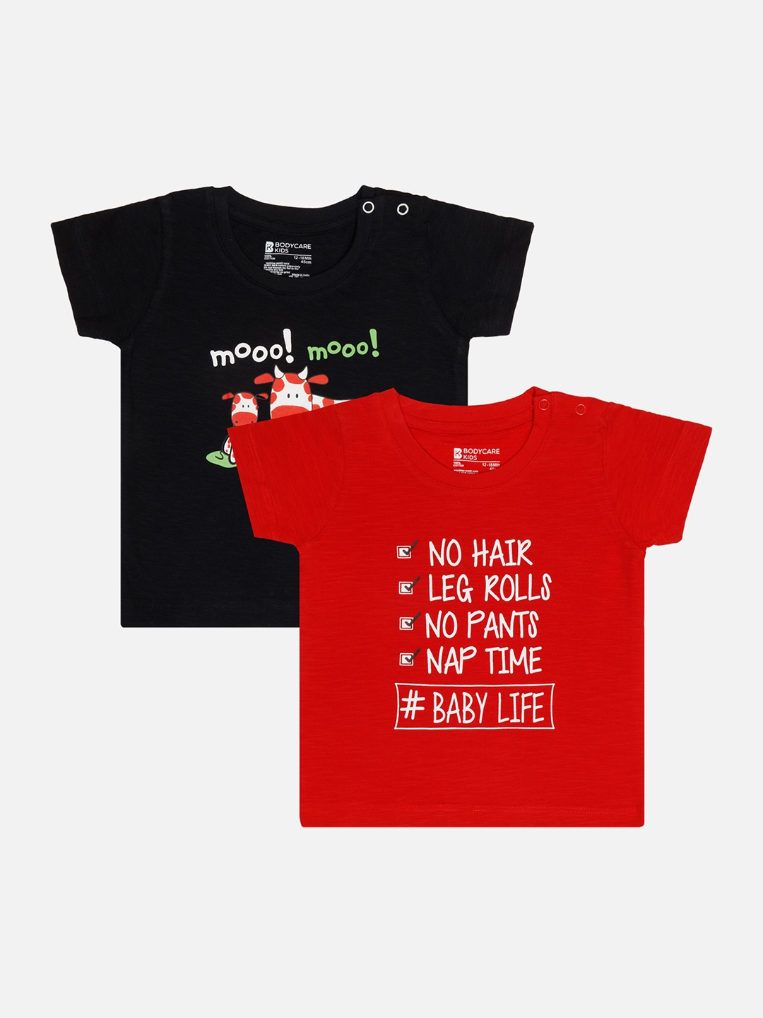 

Bodycare Infant Boys Pack Of 2 Typography Printed Cotton T-shirt, Red
