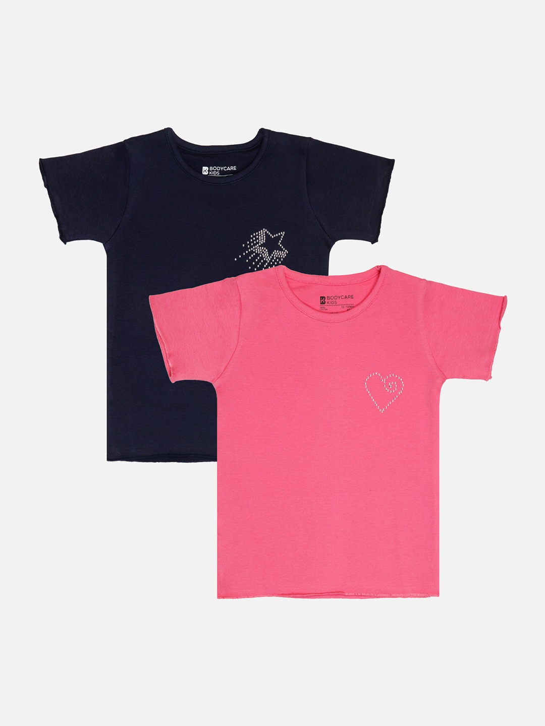 Bodycare Girls Pack Of 2 Short Sleeves Cotton T-shirt, Pink