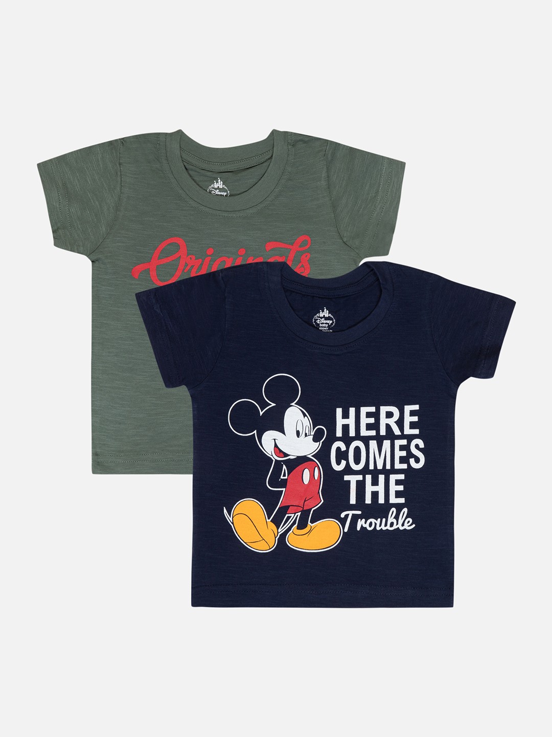 

Bodycare Boys Pack Of 2 Mickey Mouse Printed Cotton T-shirt, Grey