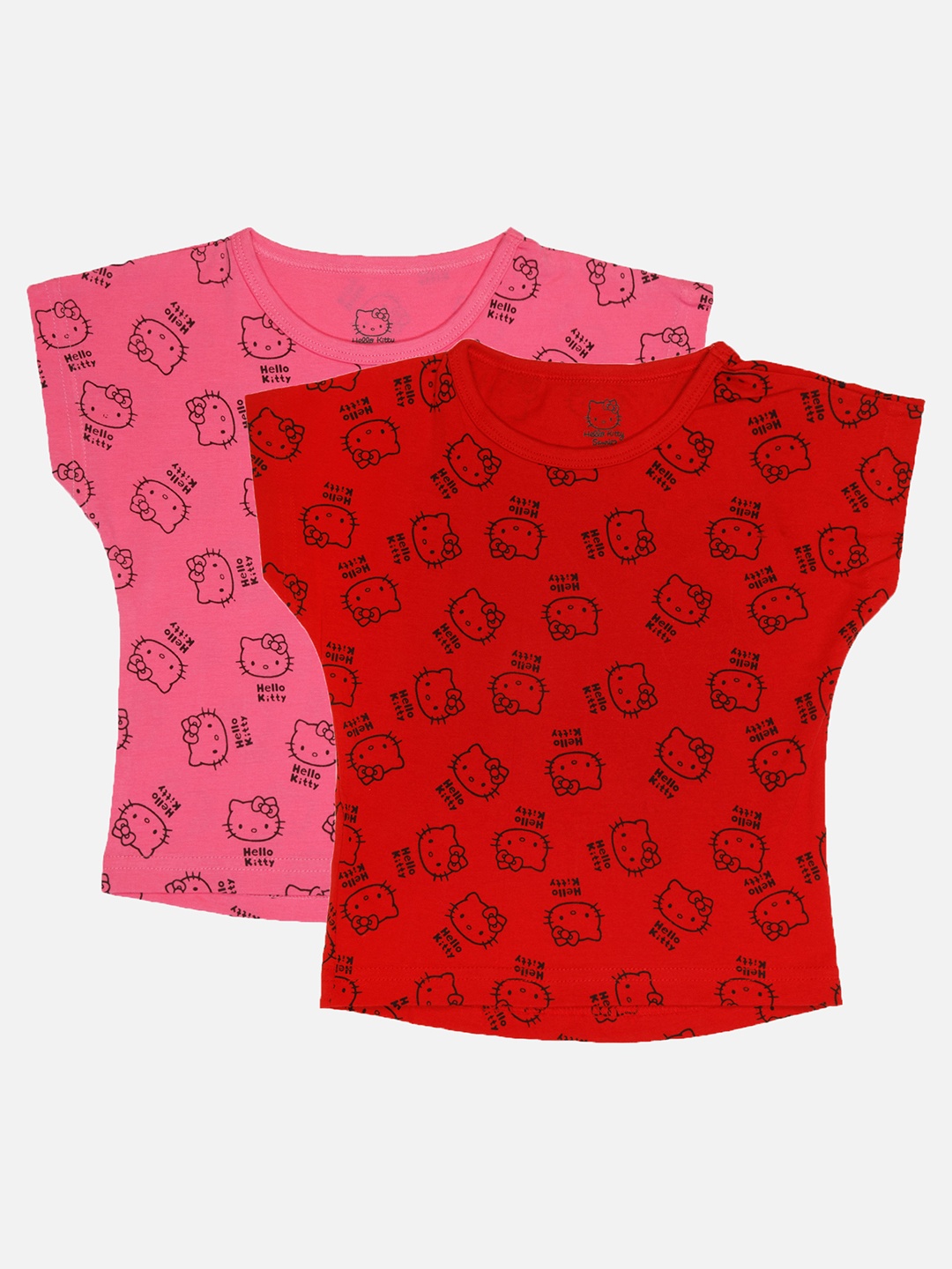 

Bodycare Girls Pack Of 2 Printed Extended Sleeves Cotton T-shirt, Pink