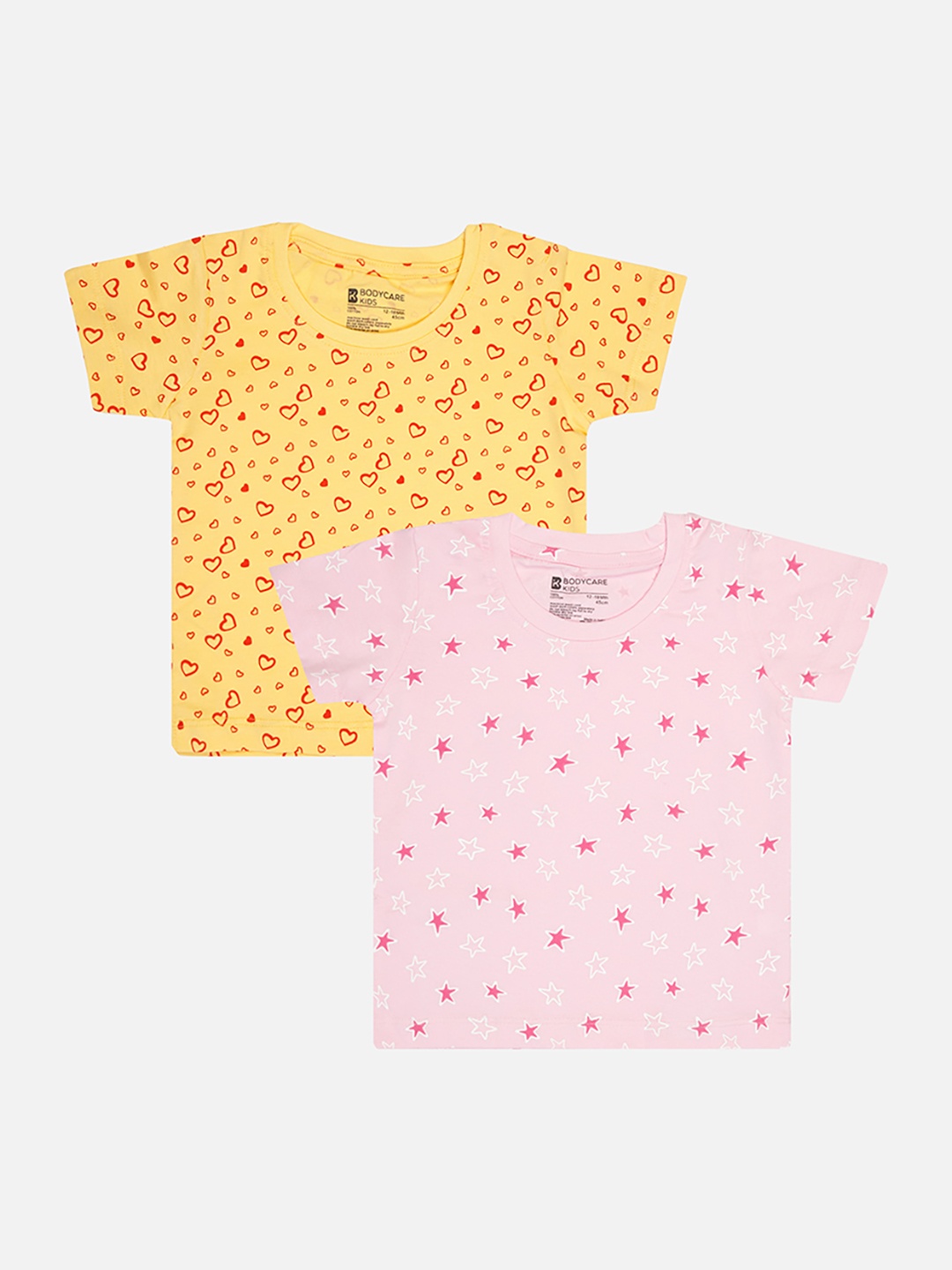 

Bodycare Girls Pack Of 2 Conversational Printed Cotton Casual T-shirts, Yellow