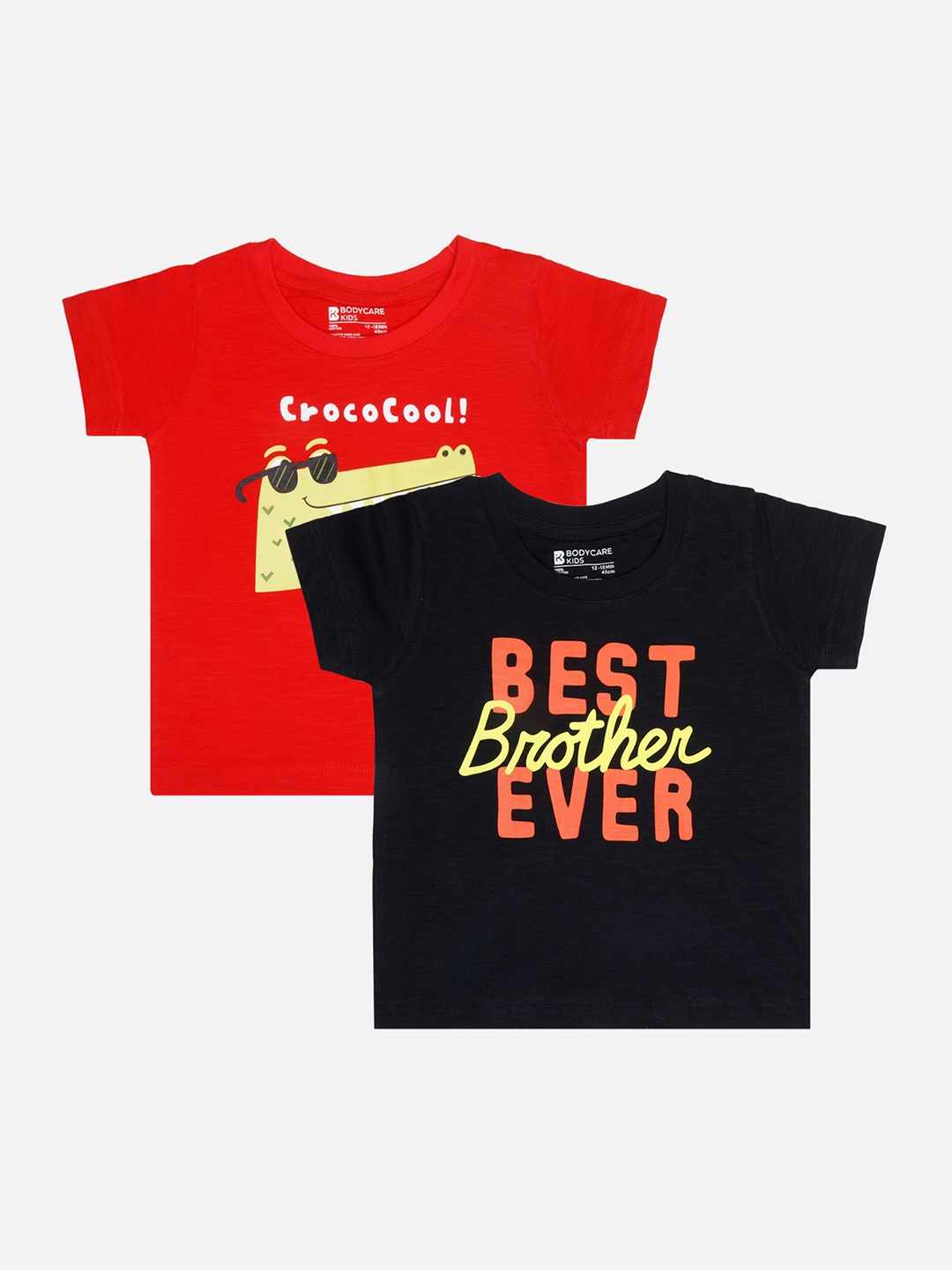 

Bodycare Boys Pack Of 2 Typography Printed Cotton T-shirt, Red