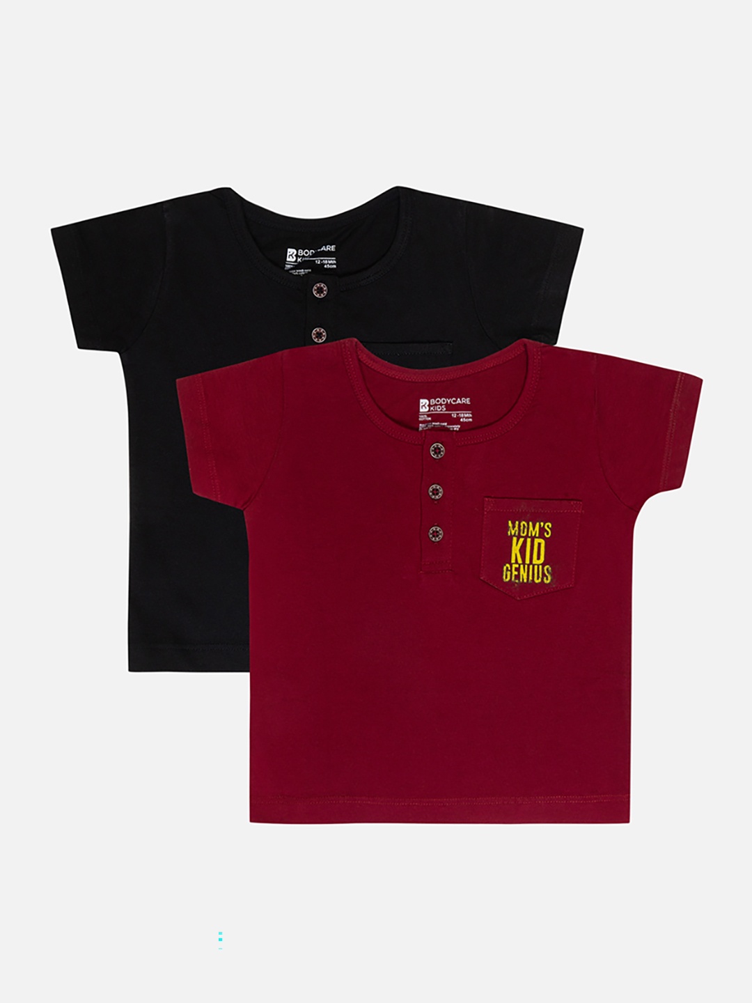 

Bodycare Boys Pack of 2 Henley Neck Cotton T-shirts, Maroon