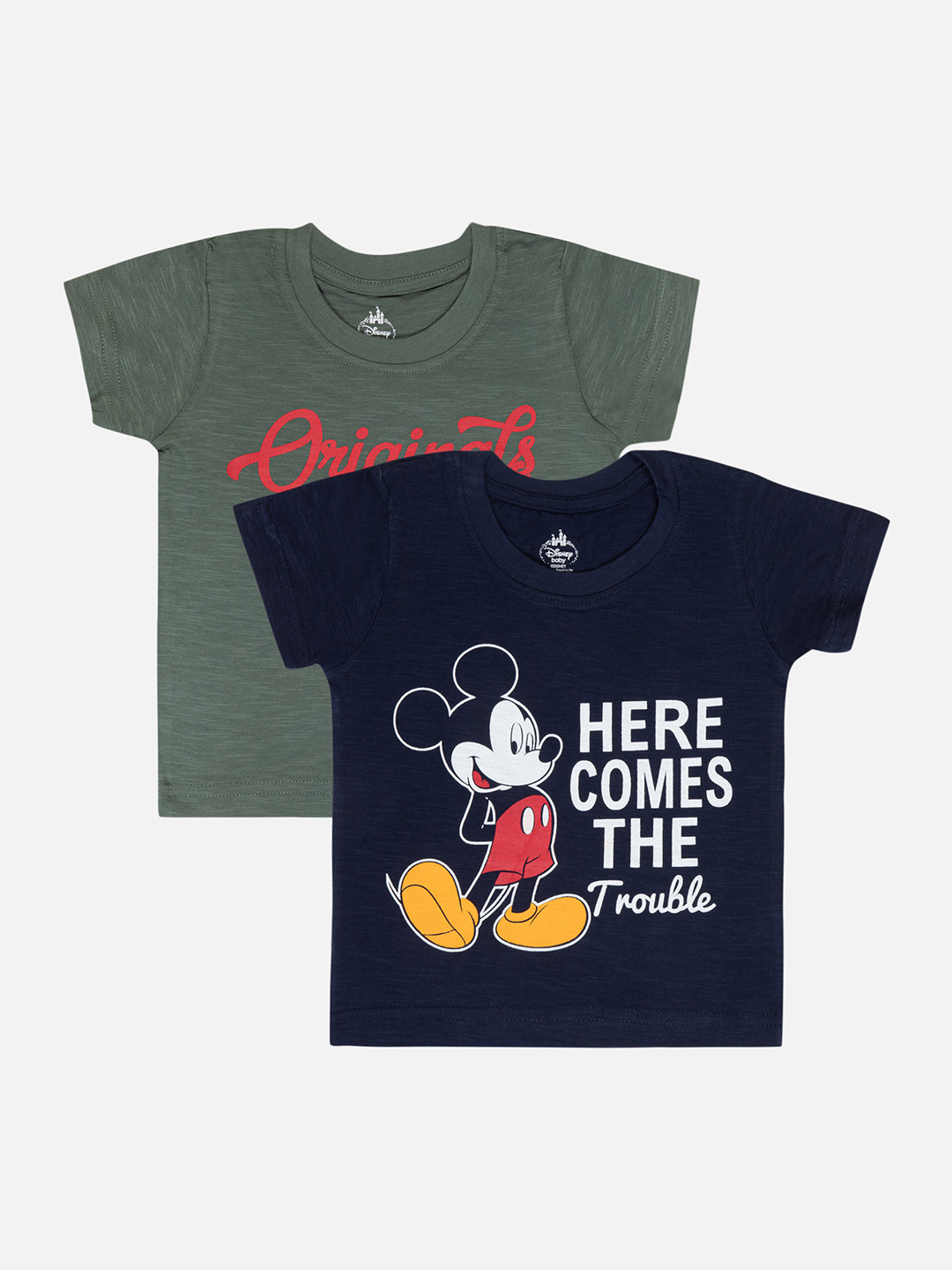 

Bodycare Boys Pack Of 2 Typography Printed Cotton T-shirt, Olive