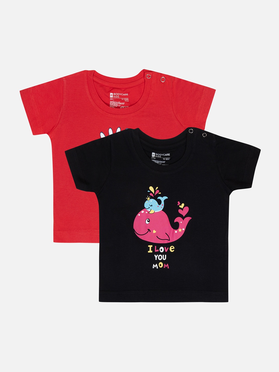 

Bodycare Girls Pack Of 2 Printed Cotton T-shirt, Red