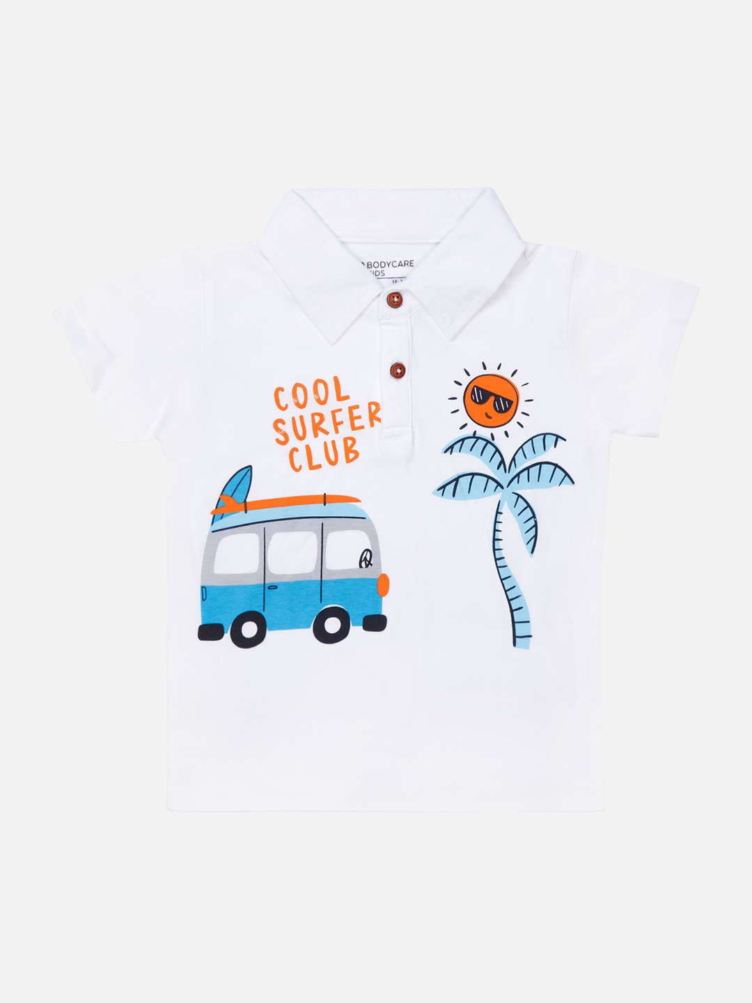 

Bodycare Boys Printed Polo Collar Cotton T-shirt, White