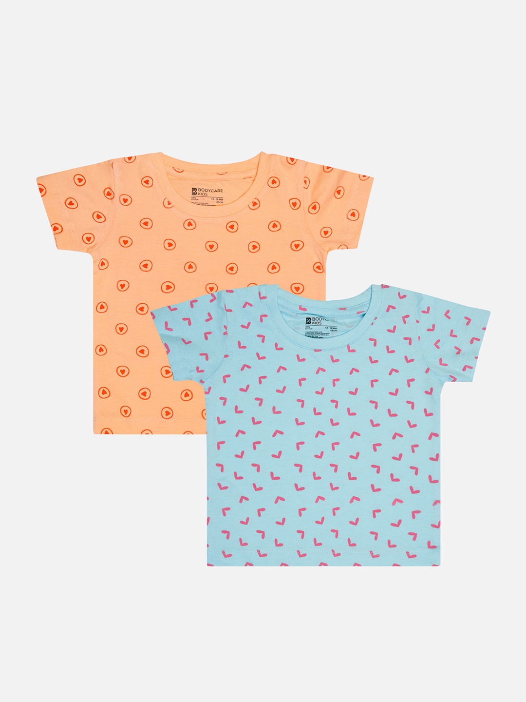 

Bodycare Pack Of 2 Girls Conversational Printed Cotton T-shirts, Peach