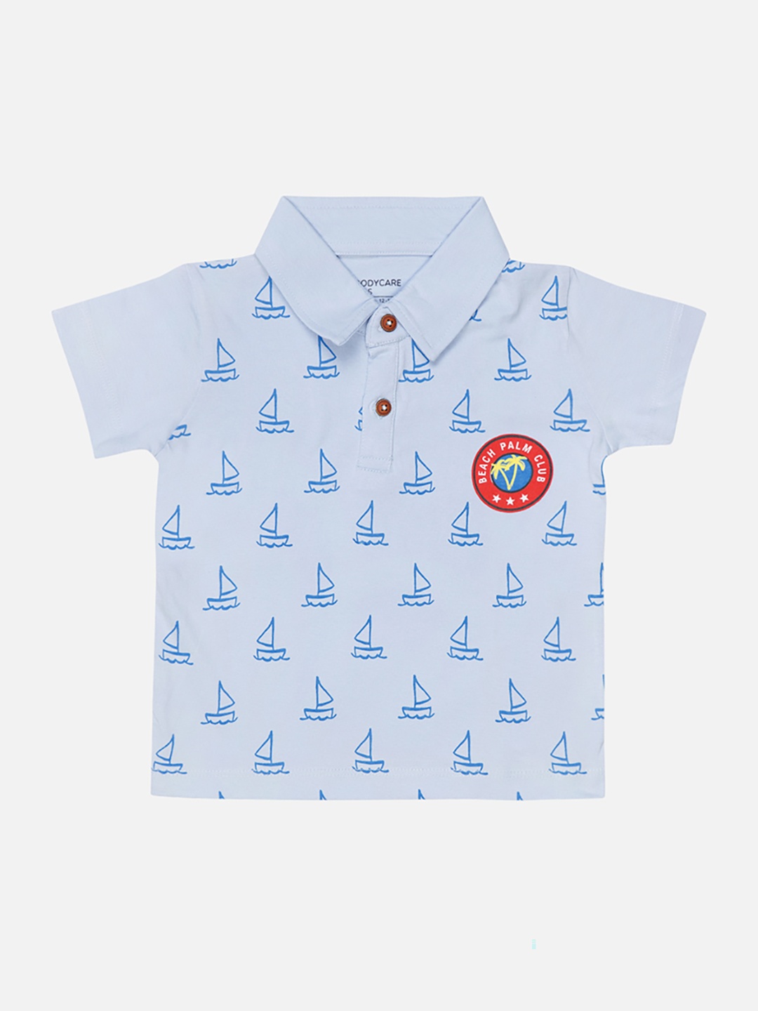 

Bodycare Infant Boys Conversational Printed Polo Collar Cotton T-shirt, Blue