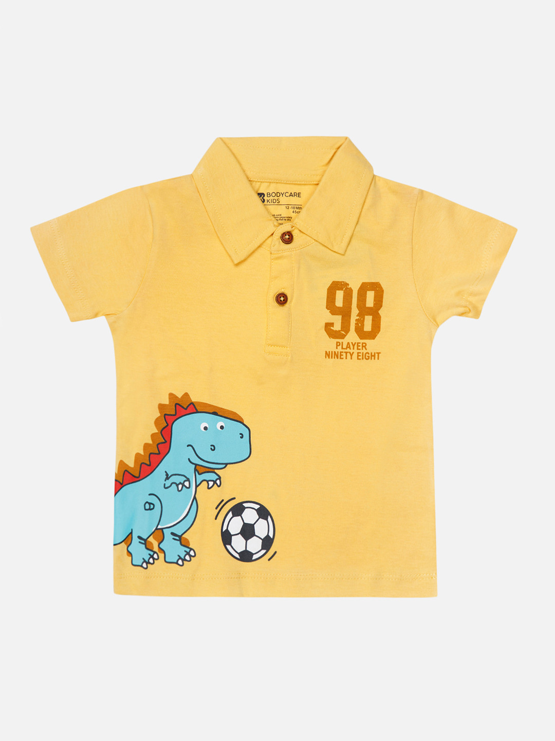 

Bodycare Boys Typography Printed Polo Collar Cotton T-shirt, Yellow