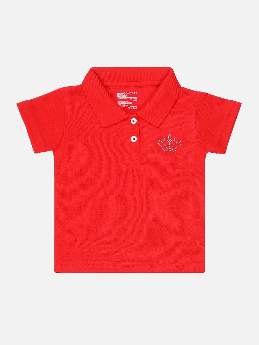 

Bodycare Infant Girls Polo Collar Cotton T-Shirt, Red