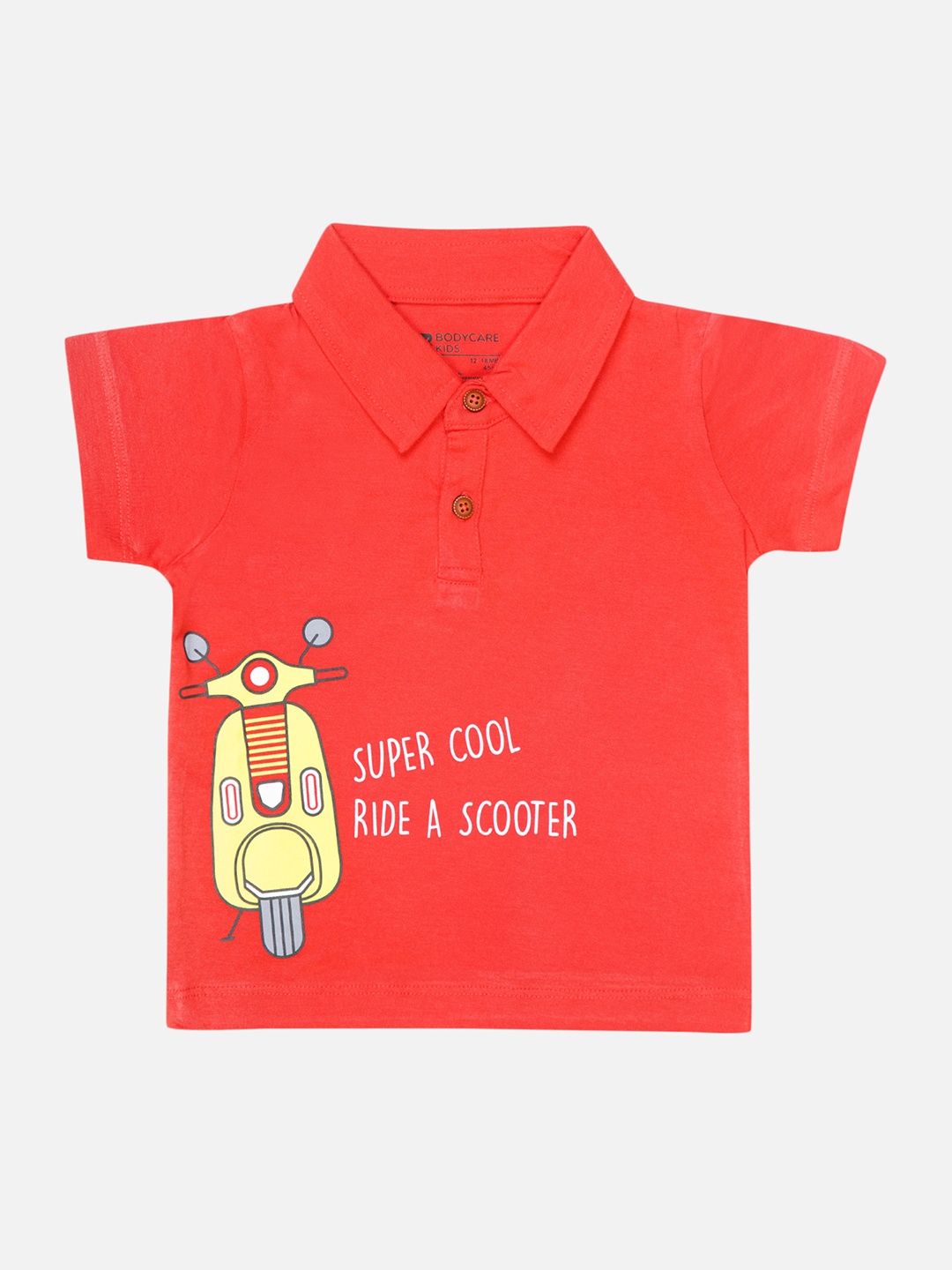 

Bodycare Boys Typography Printed Polo Collar Cotton T-shirt, Red