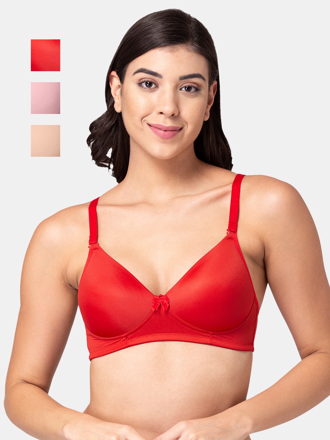 

Tweens Pack Of 3 Medium Coverage Lightly Padded T-shirt Bra With All Day Comfort, Red