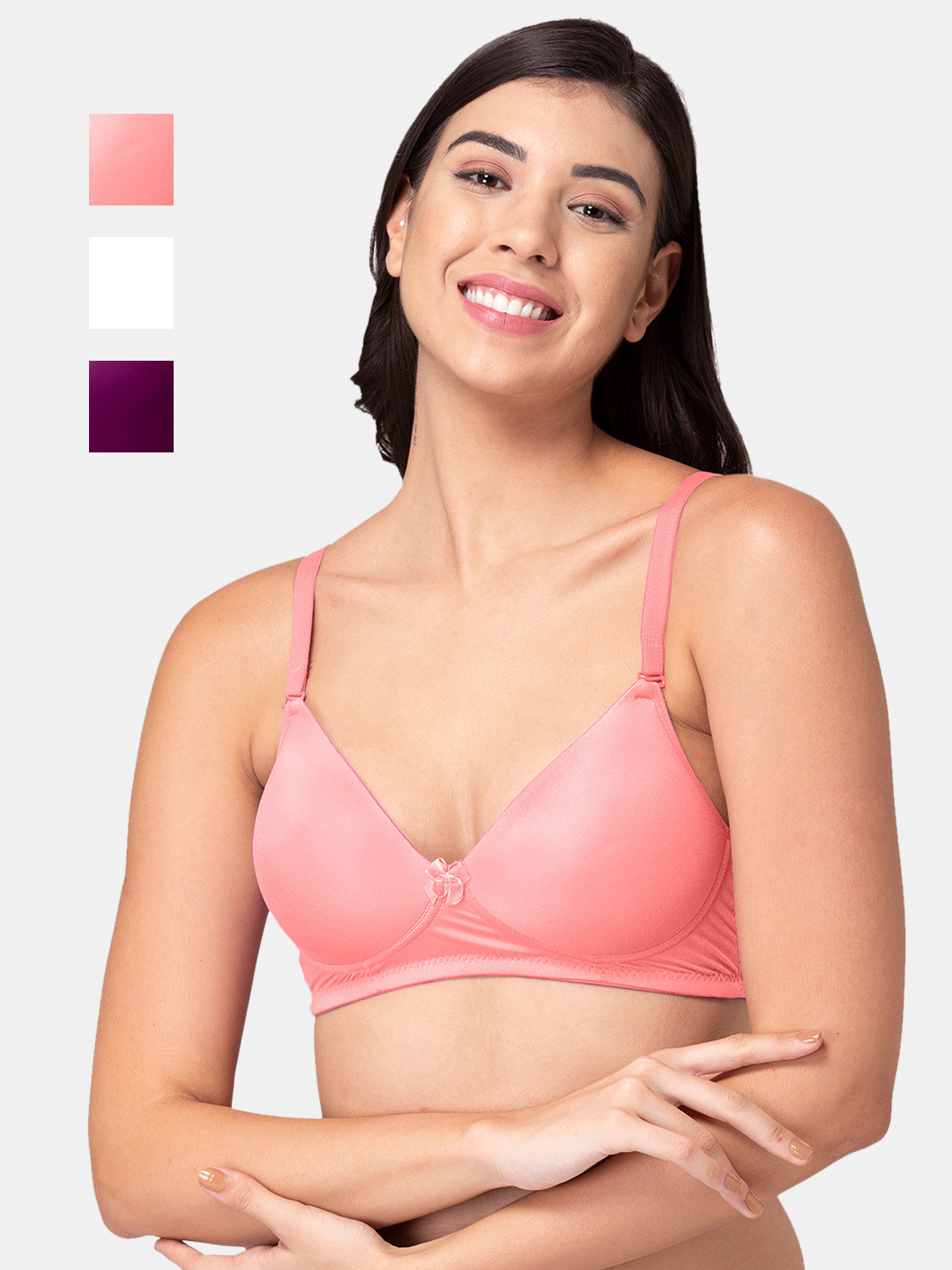 

Tweens Pack Of 3 Full Coverage Lightly Padded T-shirt Bra With All Day Comfort, Peach