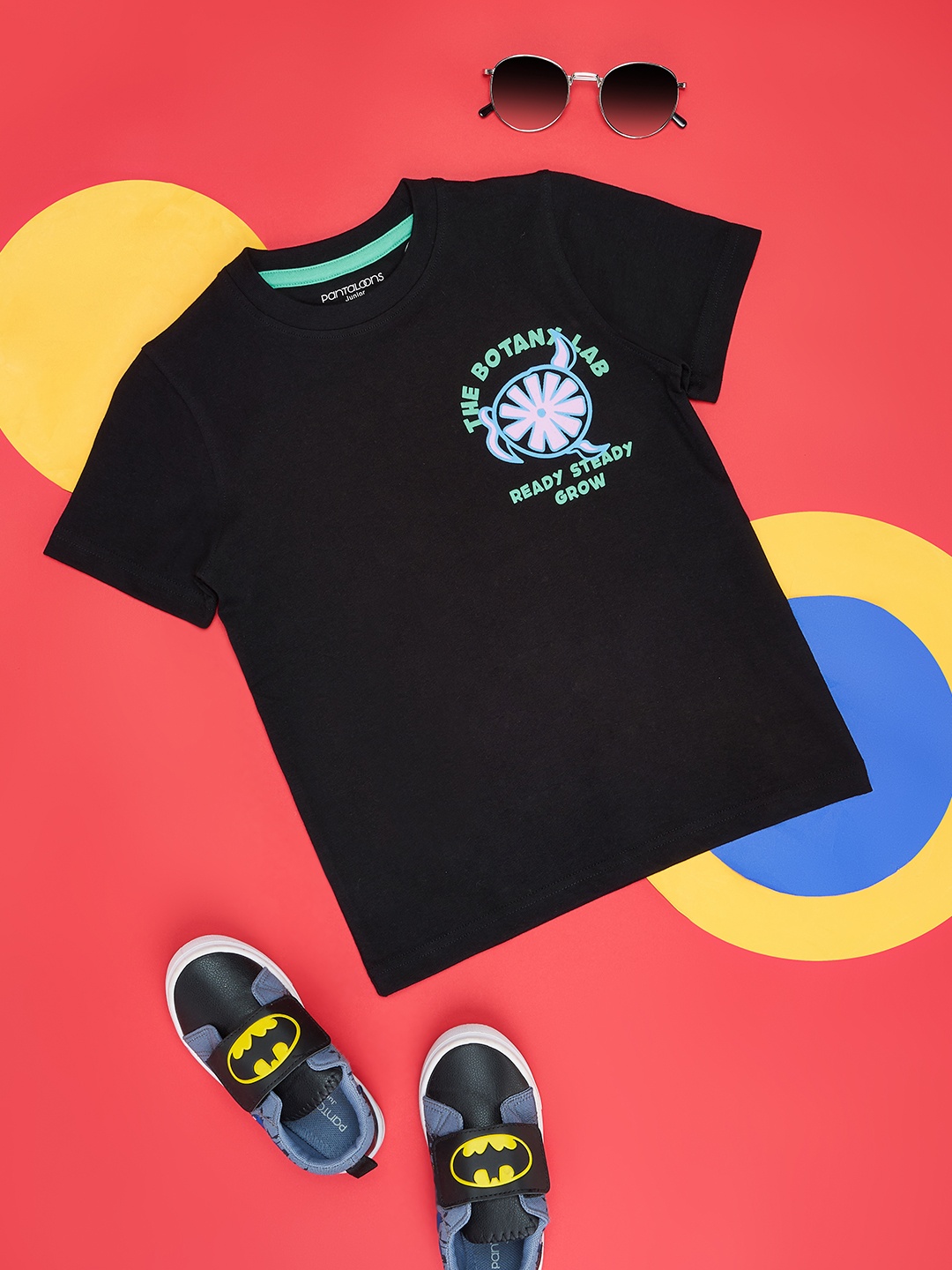 

Pantaloons Junior Boys Printed Cotton T-shirt, Black