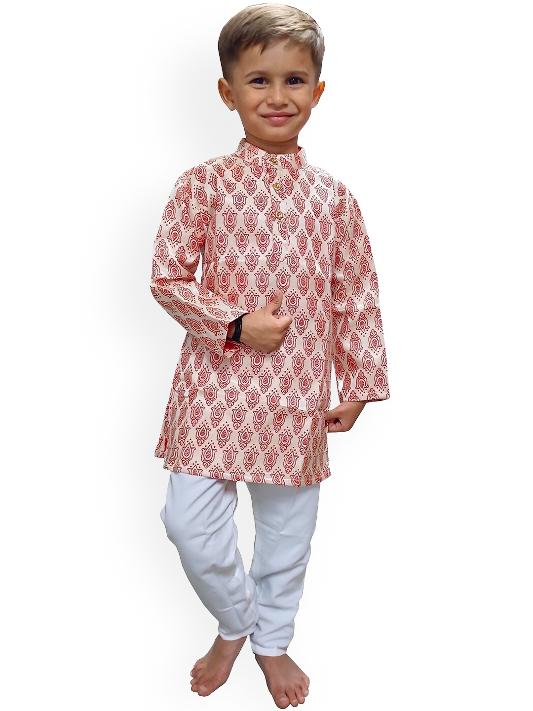 

BAESD Boys Band Collar Kurta With Salwar, Red