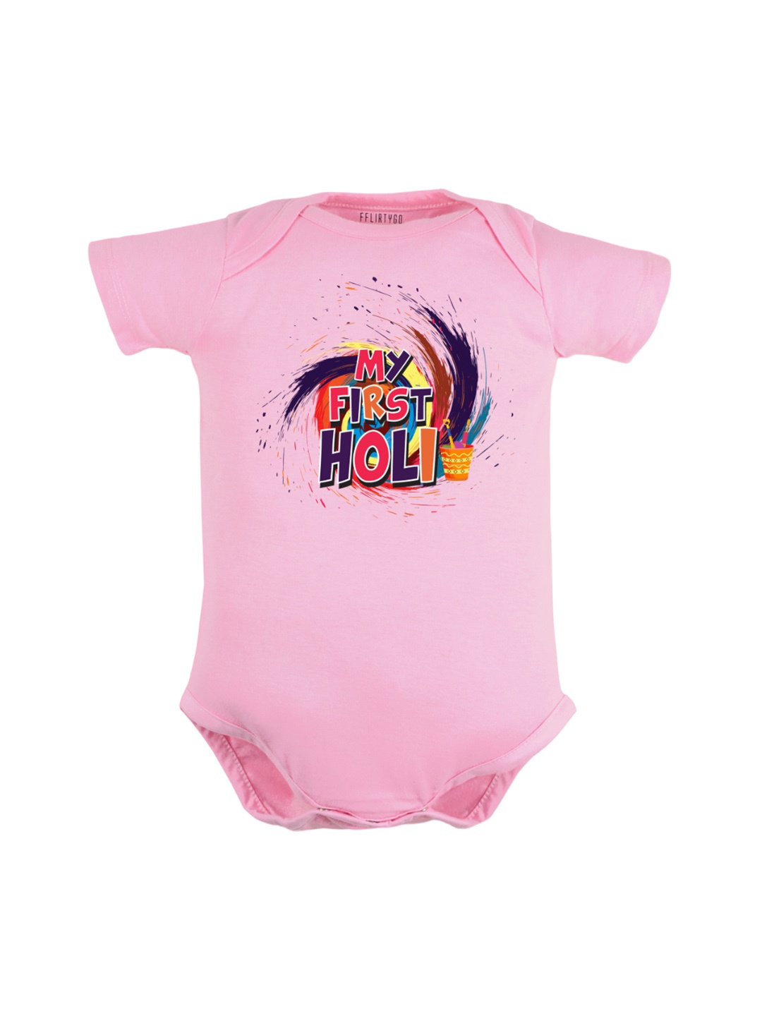 FFLIRTYGO Infants Kids Printed Cotton Bodysuit, Pink