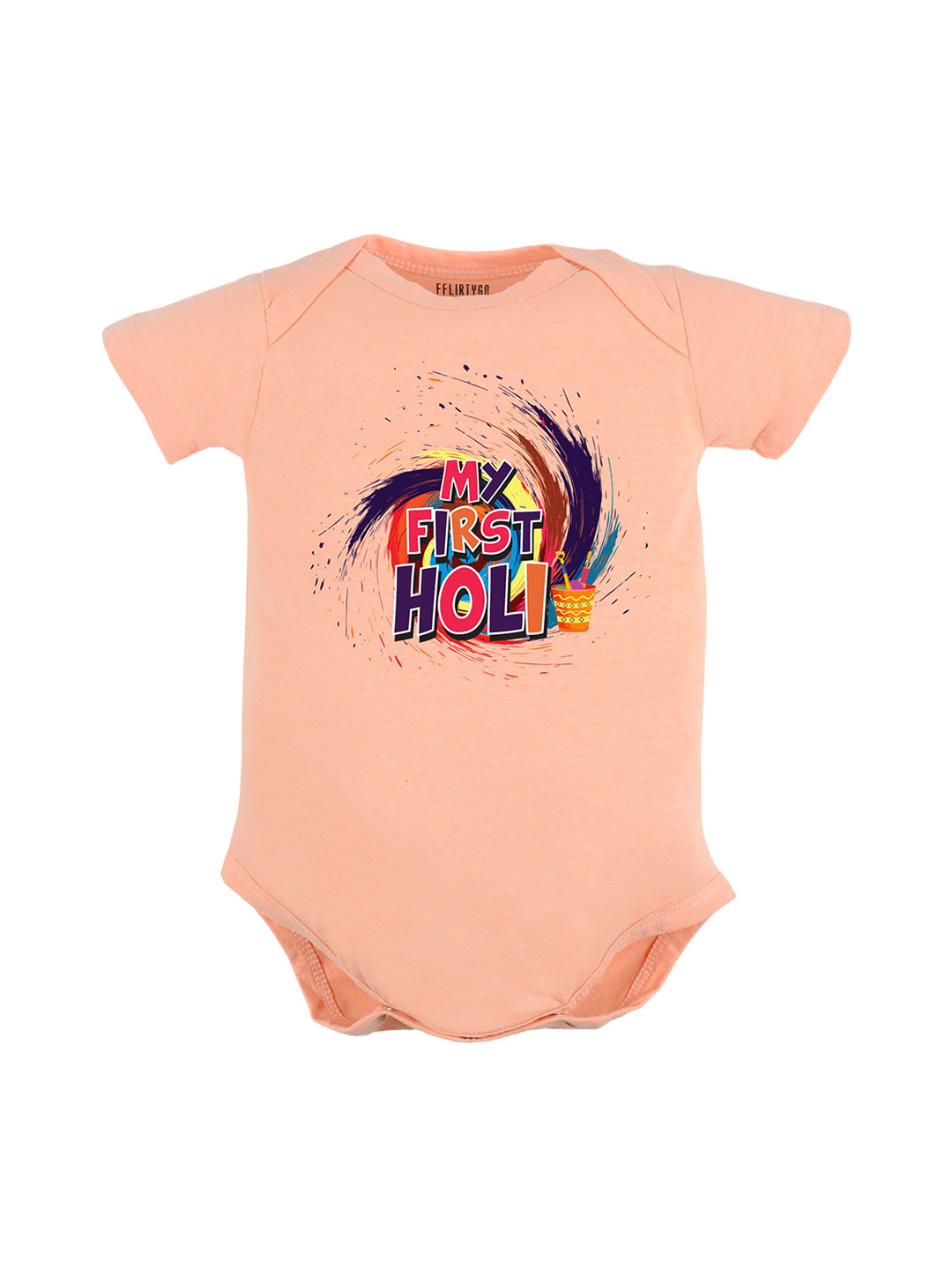 

FFLIRTYGO Infants Typography Printed Pure Cotton Bodysuit, Peach