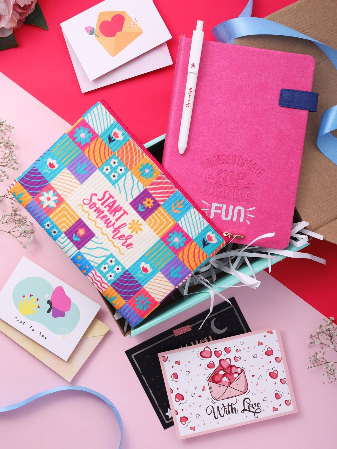 

Doodle Set Of 5 Printed Love Notes Gift Box, Blue