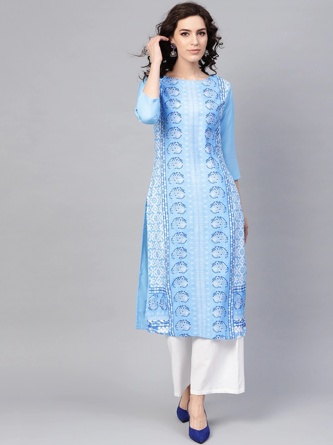 

KALINI Ethnic Motifs Printed Kurta, Blue