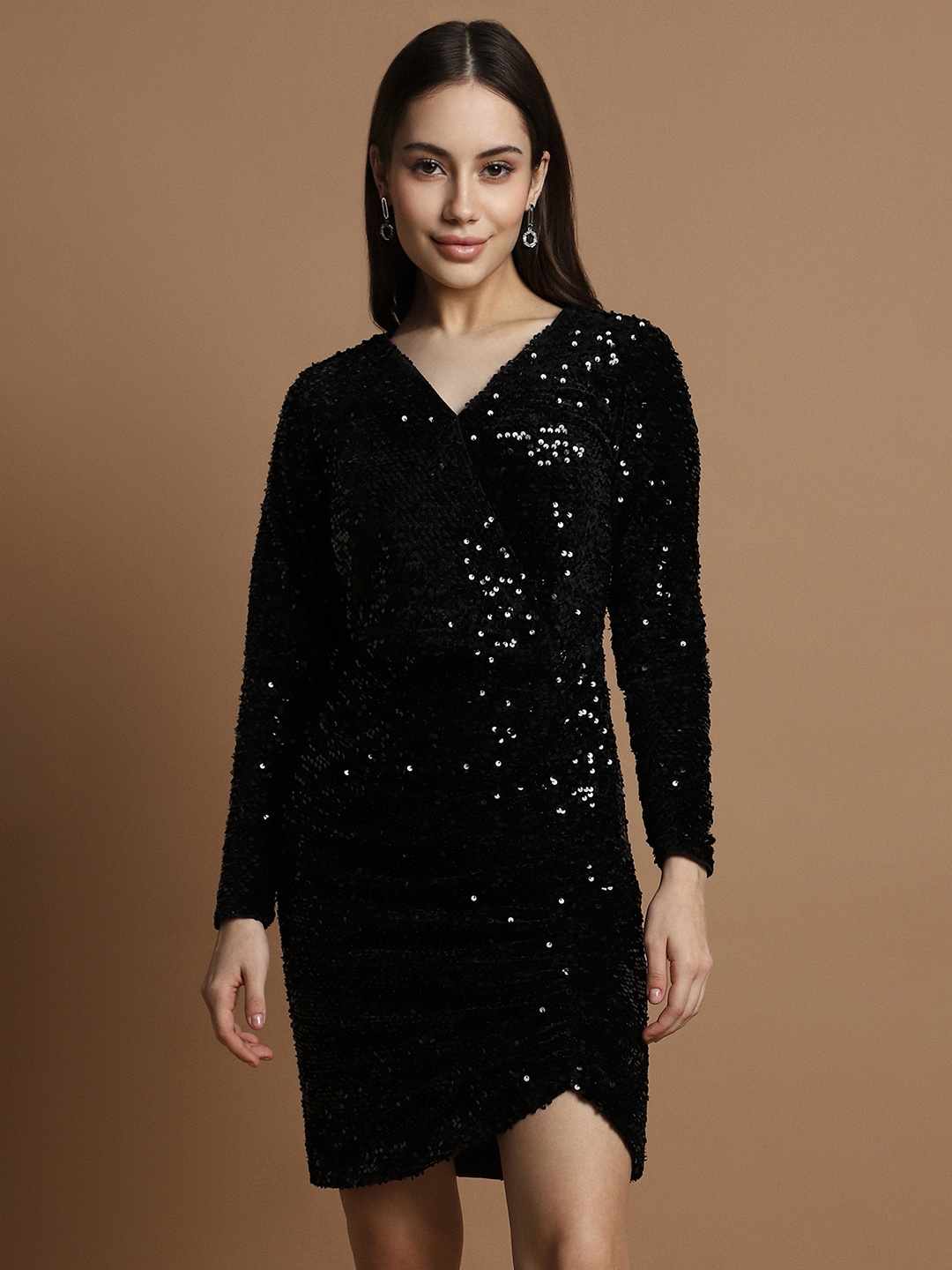 

Allen Solly Sequin Embellished Sheath Tulip Dress, Black