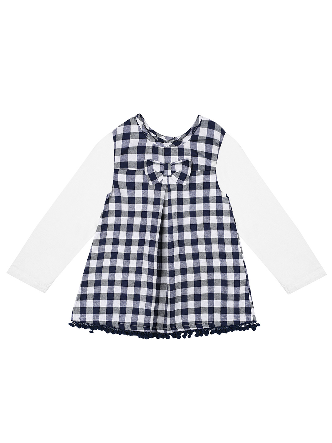 

BAESD Girls Checked Cotton A-Line Dress, White
