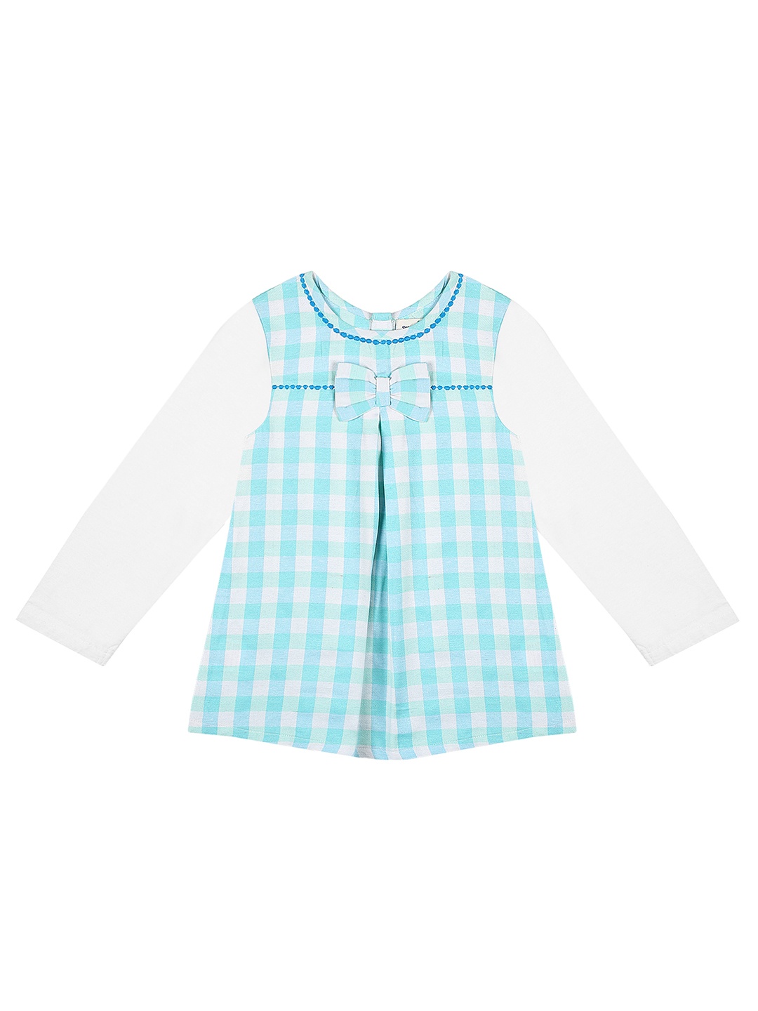 BAESD Girls Checked A-Line Dress, White
