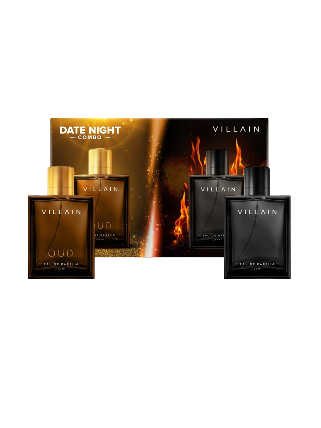 

VILLAIN Date Night Long Lasting Eau De Parfum Combo - 100 ml each, Black