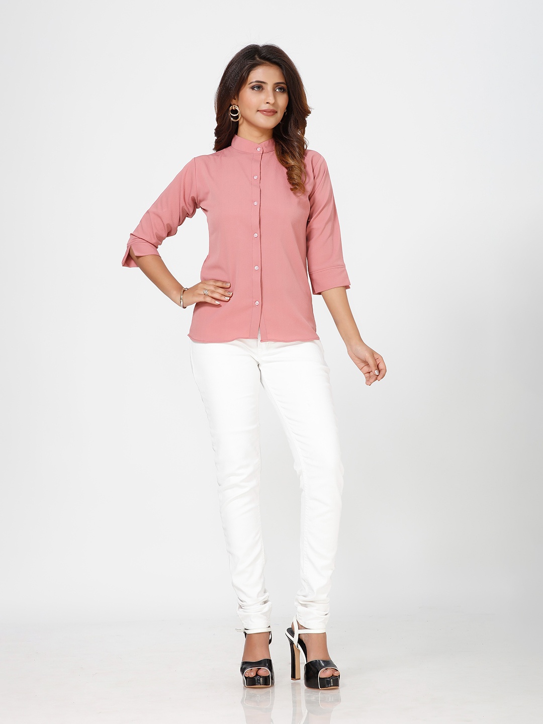 

mrutbaa Modern Crepe Casual Shirt, Pink