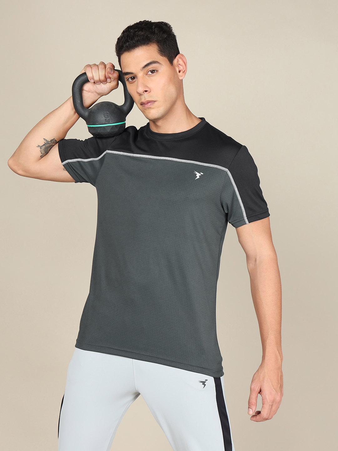 

Technosport Colourblocked Rapid Dry Antimicrobial Training T-shirt, Charcoal
