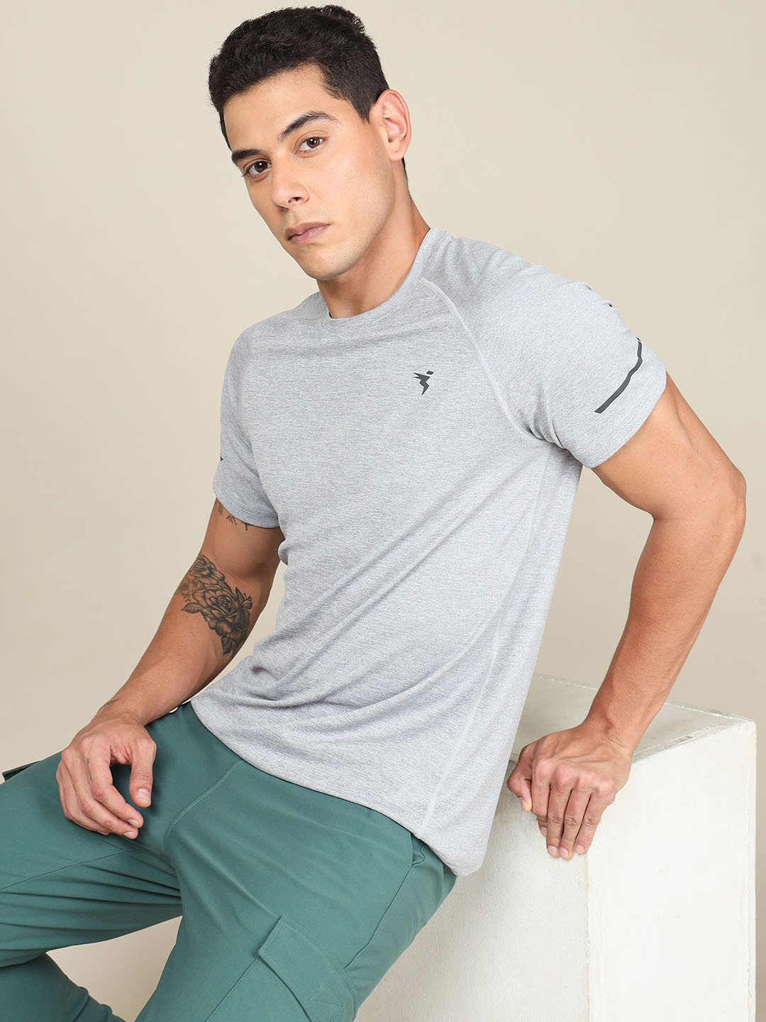 

Technosport Round Neck Rapid Dry Antimicrobial Slim Fit Training T-shirt, Grey