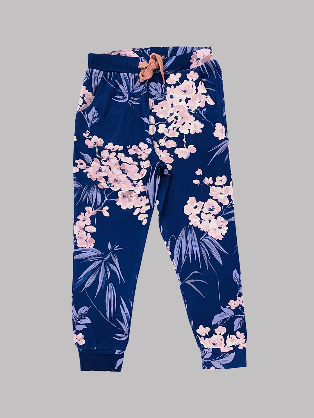

BAESD Girls Floral Printed Mid-Rise Dry Fit Technology Joggers, Blue