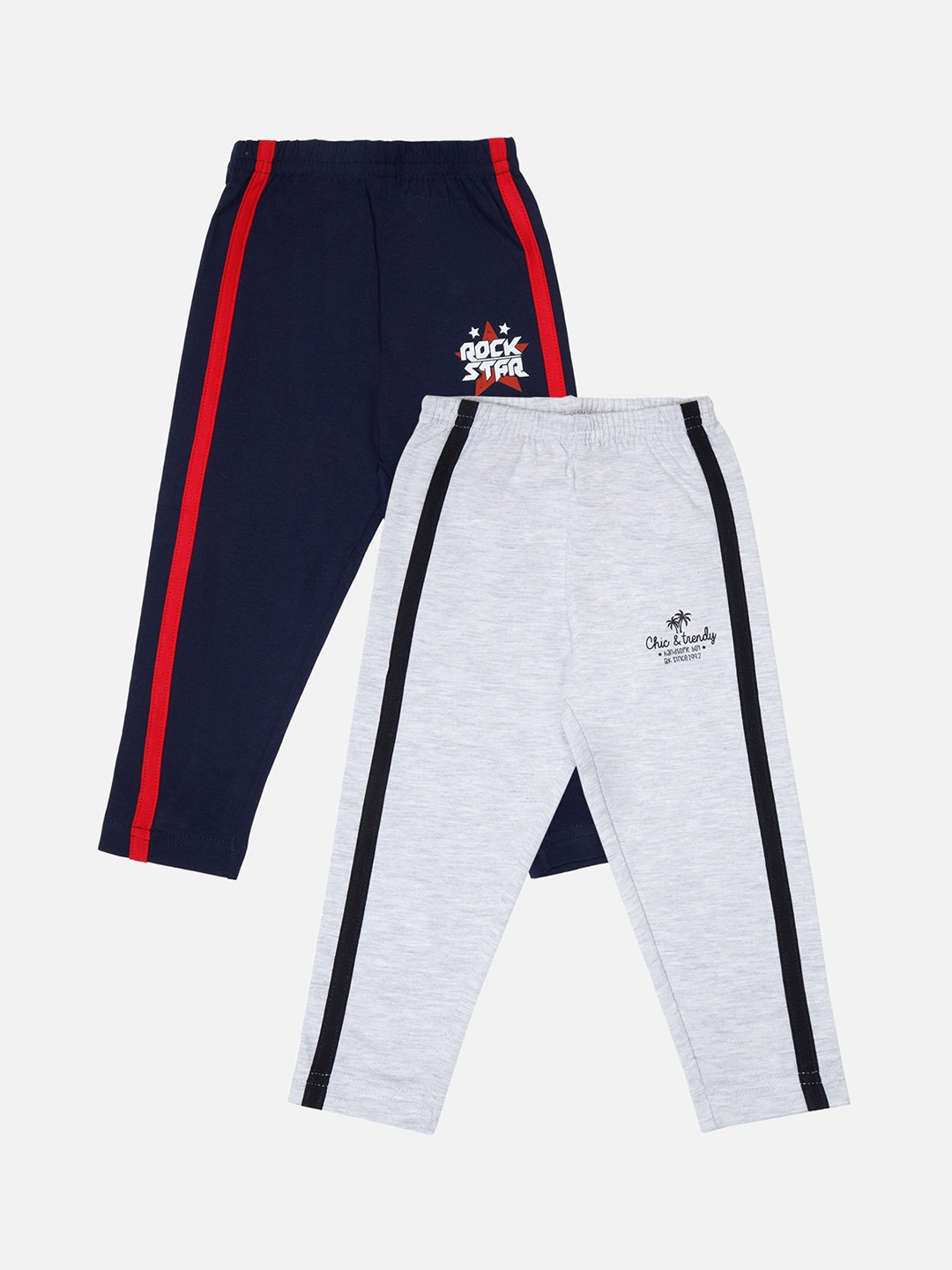 

Bodycare Infants Pack Of 2 Striped Mid-Rise Track Pants, Navy blue