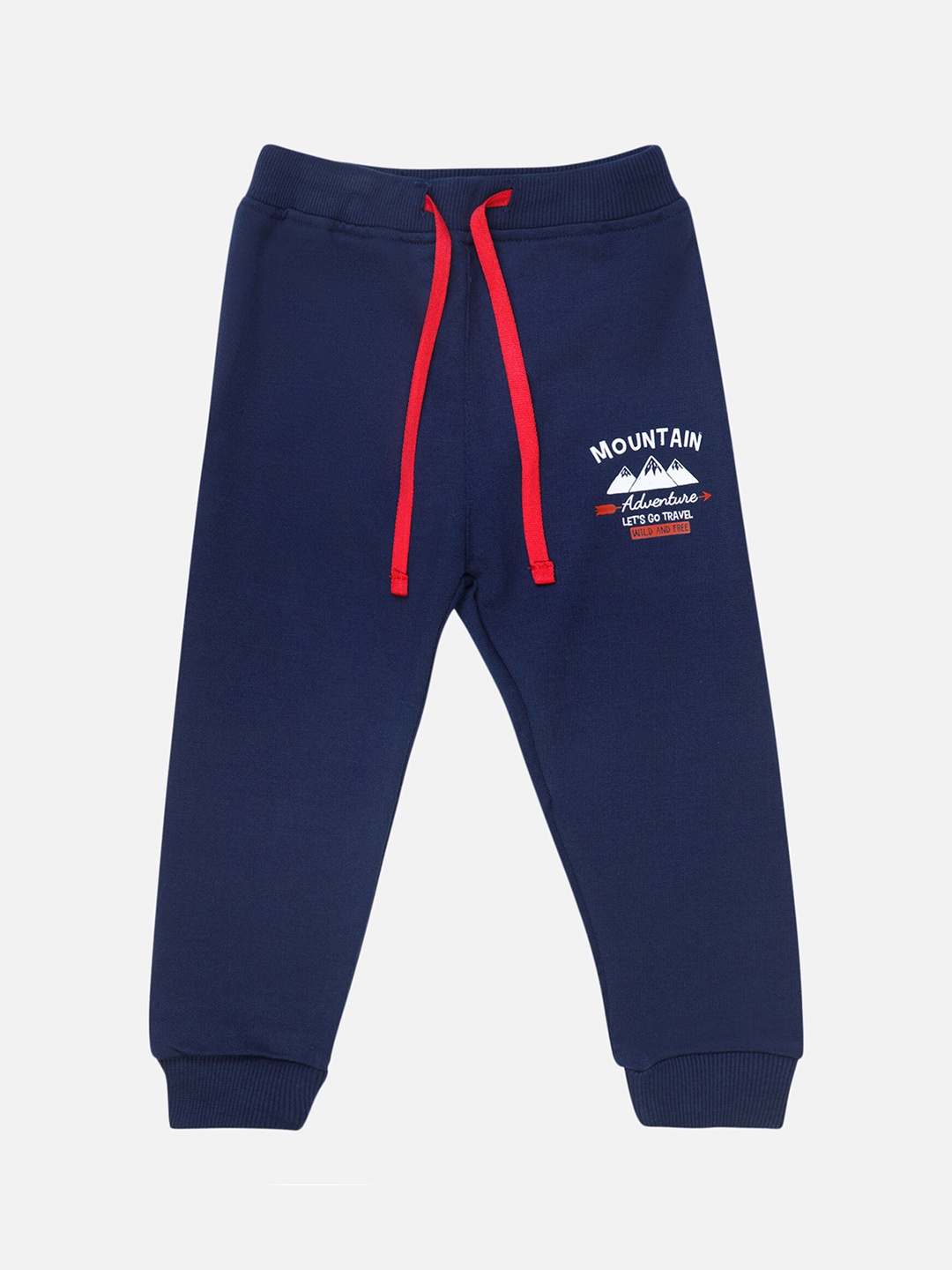 

Bodycare Boys Typography Printed Mid Rise Cotton Joggers, Navy blue