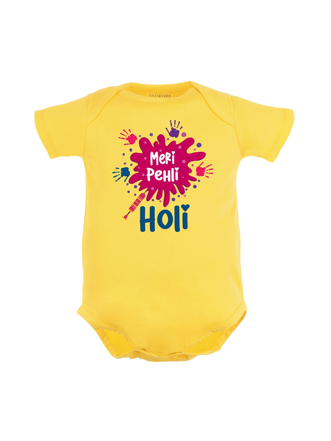 

FFLIRTYGO Kids Infants Typography Printed Pure Cotton Bodysuit, Yellow