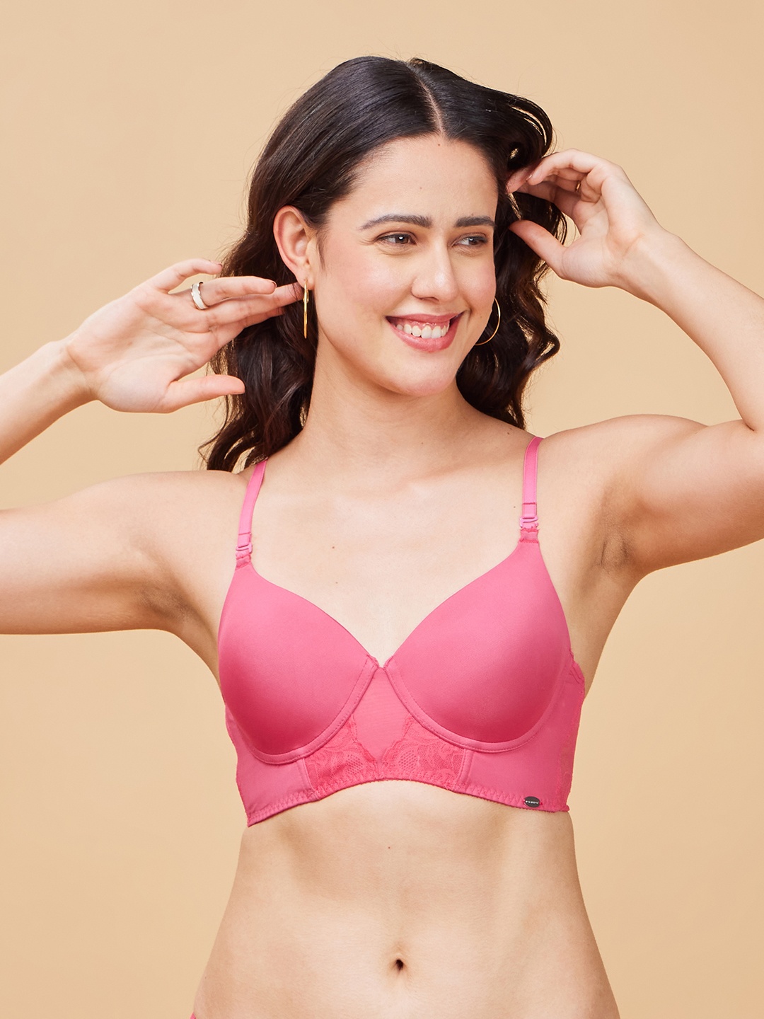 

Enamor Full Coverage Underwired Lightly Padded T-shirt Bra With Anti Microbial, Rose