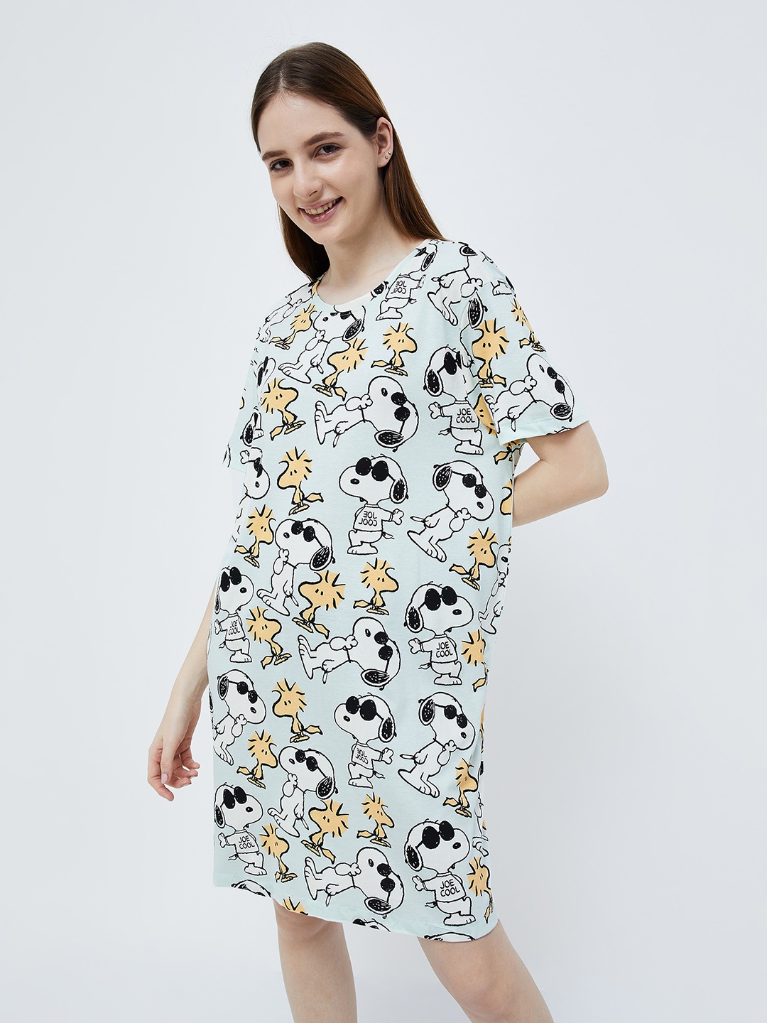 

Ginger by Lifestyle Graphic Printed Pure Cotton Nightdress, Green