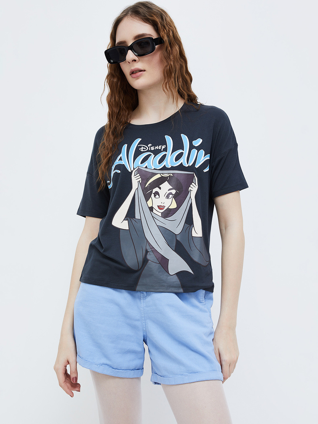 

Ginger by Lifestyle Aladdin Printed Round Neck Short Sleeves T-shirt, Grey