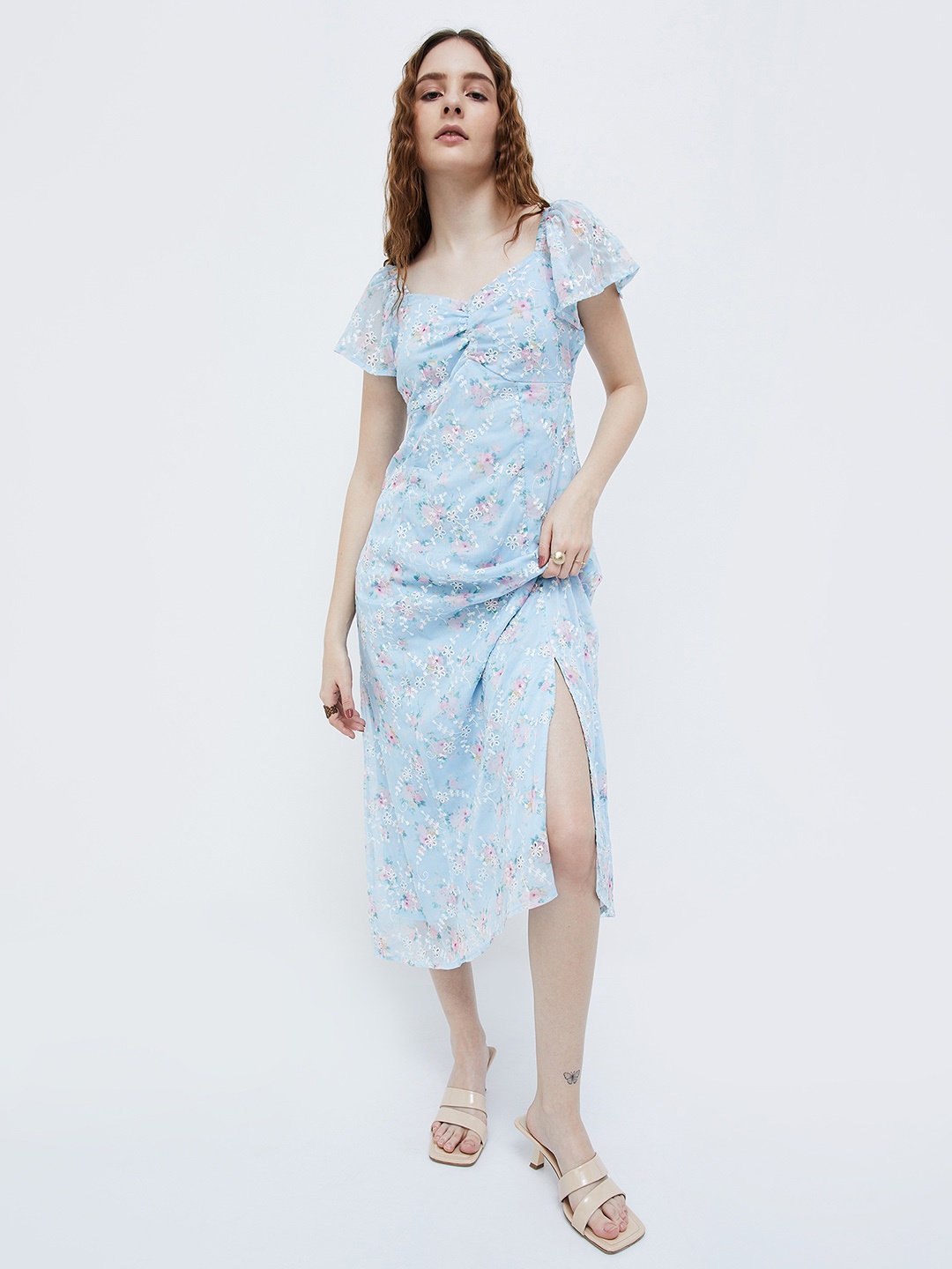 

Ginger by Lifestyle Floral Print A-Line Midi Dress, Blue