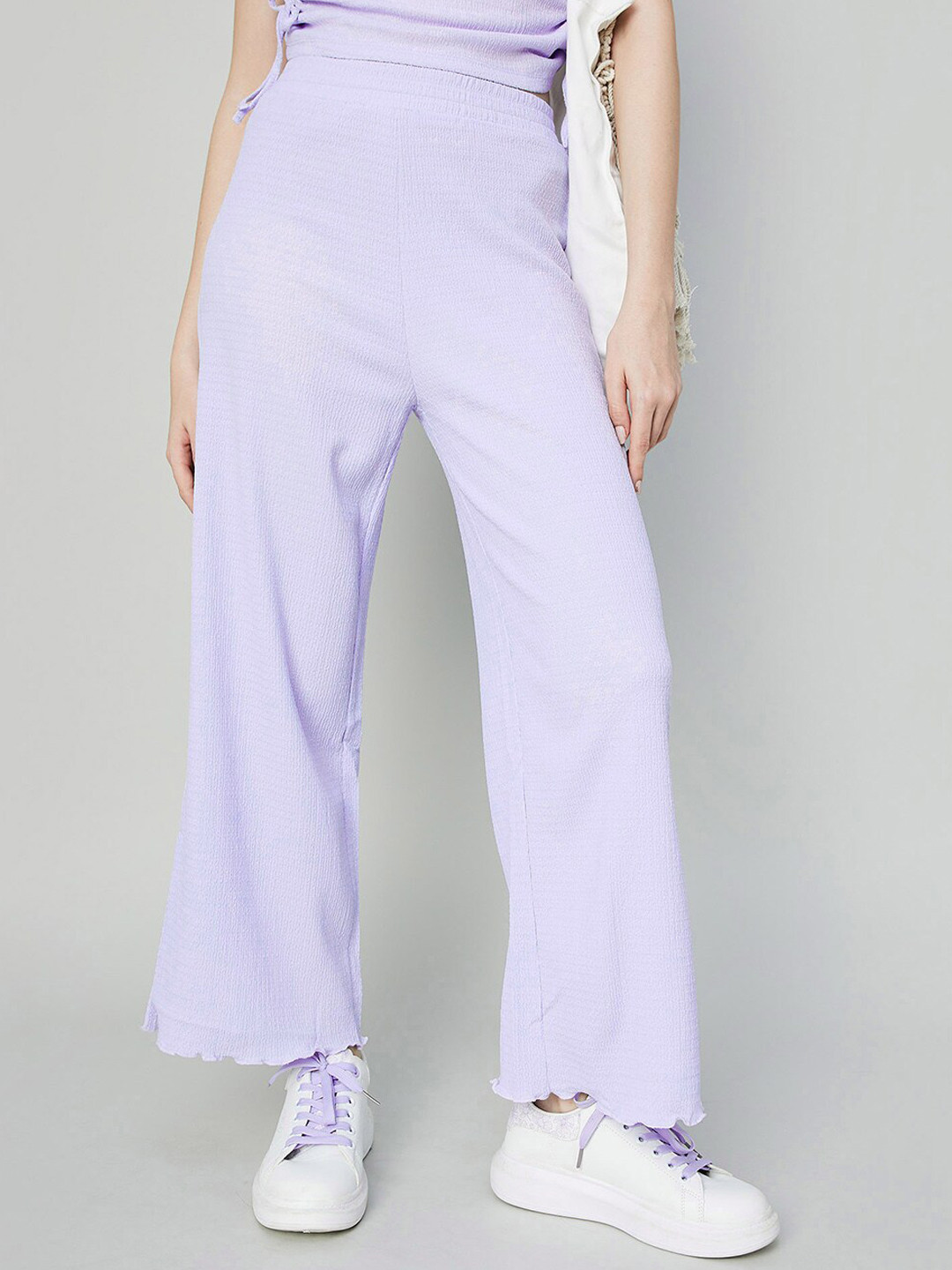 

Ginger by Lifestyle Women Mid-Rise Knitted Trouser, Purple