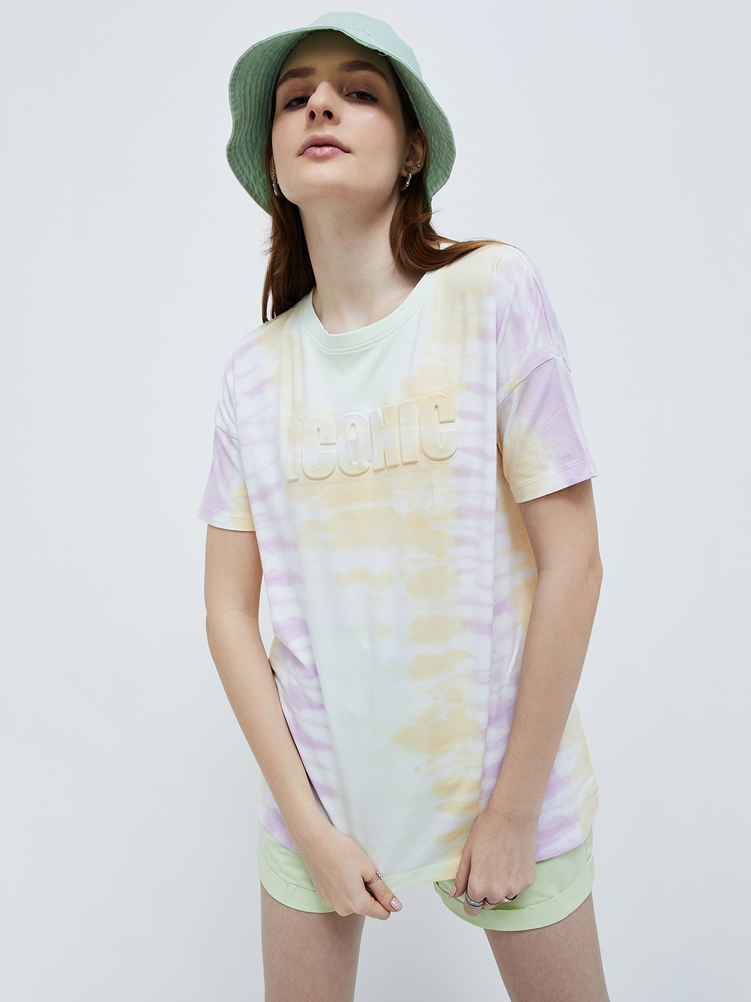 

Ginger by Lifestyle Tie and Dye Pure Cotton T-shirt, White