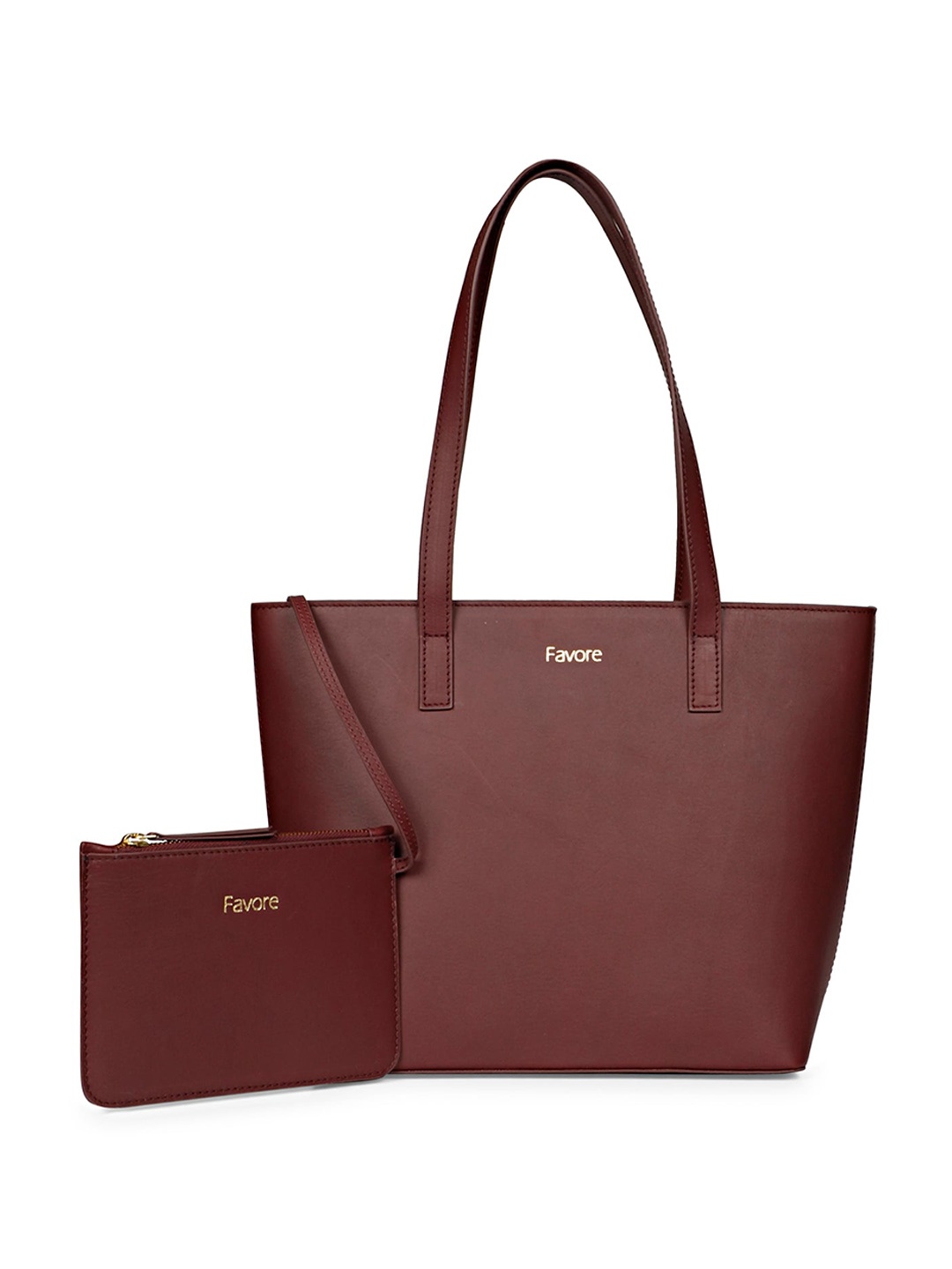 

Favore Leather Structured Shoulder Bag With Pouch, Burgundy
