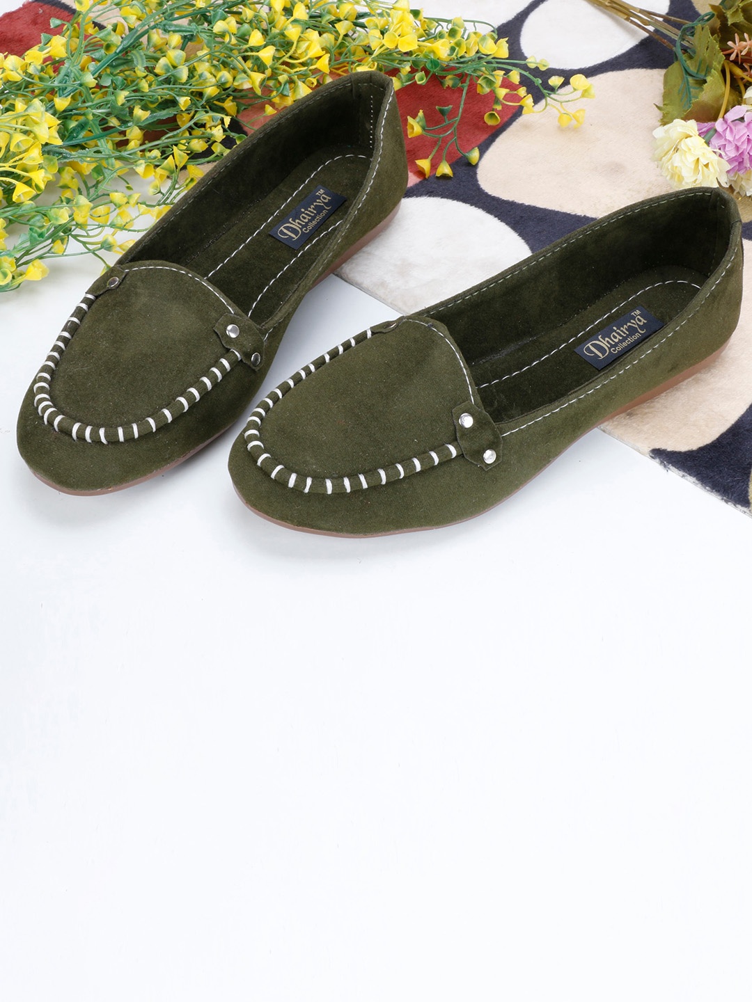 

BAESD Women Lightweight Nubuck Loafers, Olive